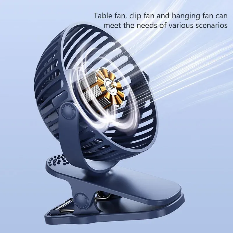 Portable Clip-On USB Fan, 3-Speed Quiet Mini Desk Fan with Air Cooler Function, Ideal for Home, Office, Strollers, and Outdoor Use thumbnail 6