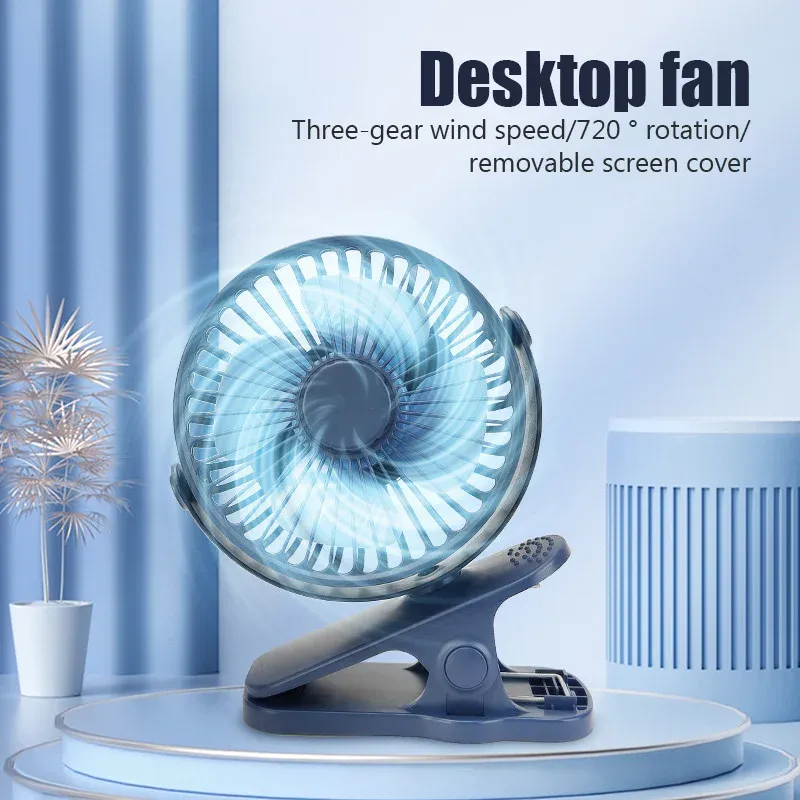 Portable Clip-On USB Fan, 3-Speed Quiet Mini Desk Fan with Air Cooler Function, Ideal for Home, Office, Strollers, and Outdoor Use showcase 5