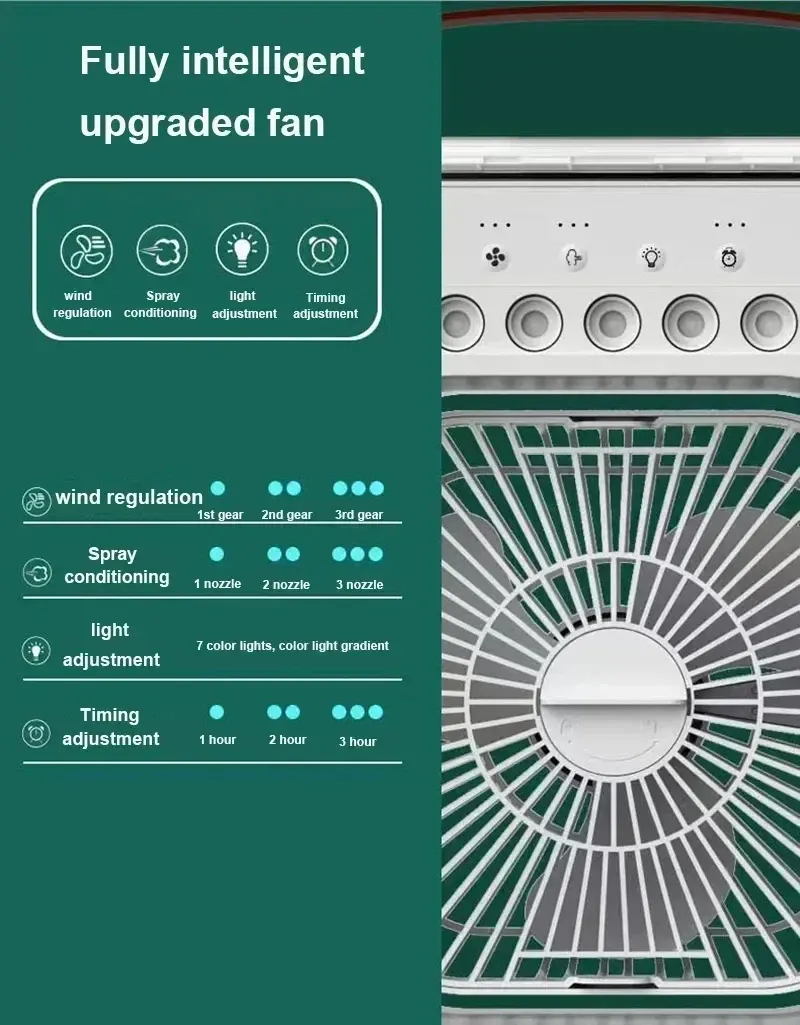 Portable 3-in-1 Mini Air Cooler Fan with Humidifier & 7-Color LED Night Light - Personal Air Conditioner for Home & Office showcase 8