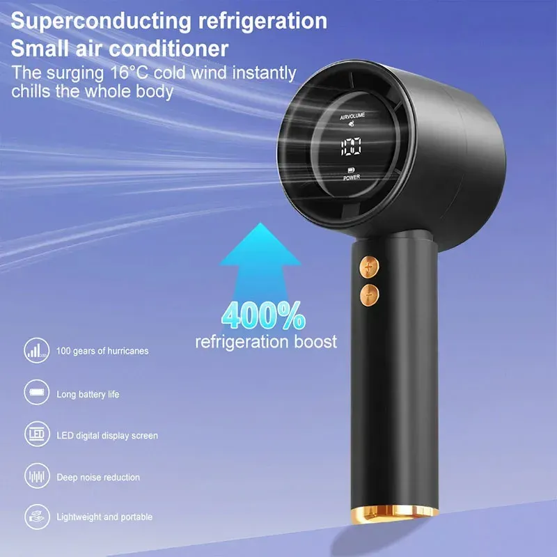 Portable Turbo Handheld Fan with 100-Speed Adjustment, High-Speed Mini Air Cooler for Home, Travel, and Outdoor Camping showcase 3