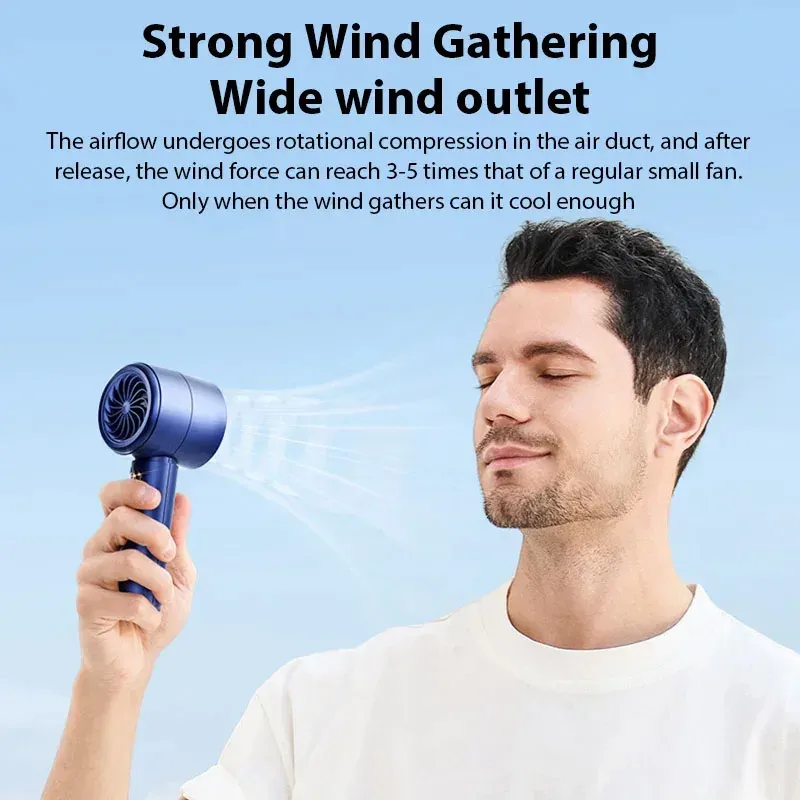 Portable Turbo Handheld Fan with 100-Speed Adjustment, High-Speed Mini Air Cooler for Home, Travel, and Outdoor Camping thumbnail 2