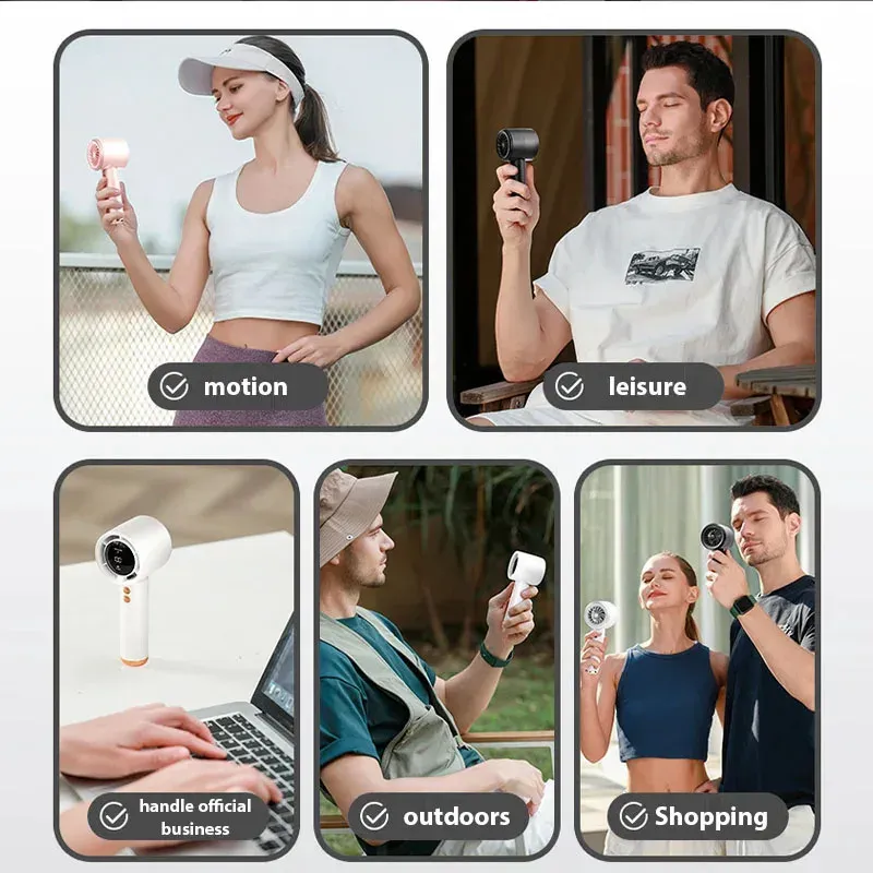 Portable Turbo Handheld Fan with 100-Speed Adjustment, High-Speed Mini Air Cooler for Home, Travel, and Outdoor Camping thumbnail 5