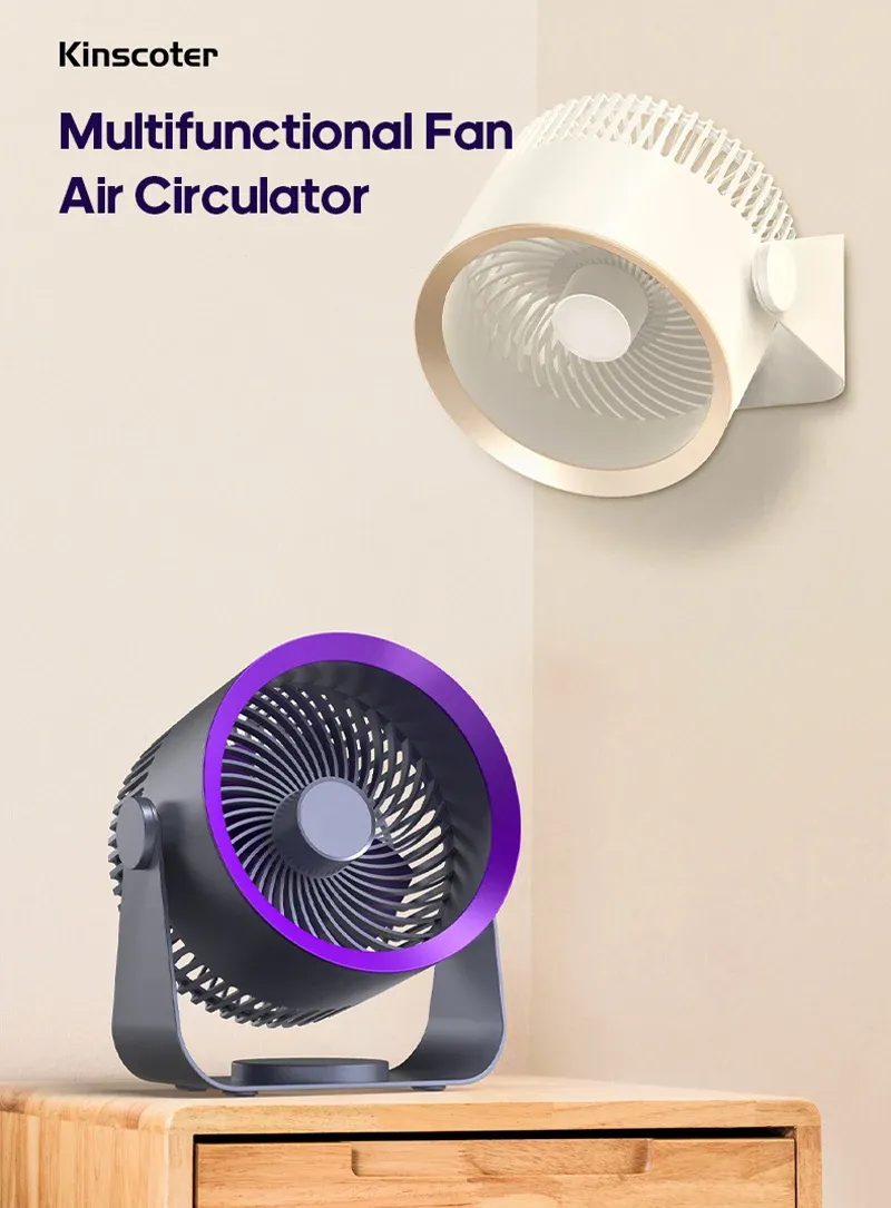 KINSCOTER Wireless Portable Electric Fan Circulator - Quiet Desktop, Wall, Ceiling Mount Air Cooler with 15-Hour Battery Life, USB Charging showcase 1