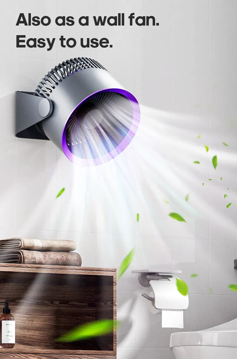 KINSCOTER Wireless Portable Electric Fan Circulator - Quiet Desktop, Wall, Ceiling Mount Air Cooler with 15-Hour Battery Life, USB Charging showcase 5
