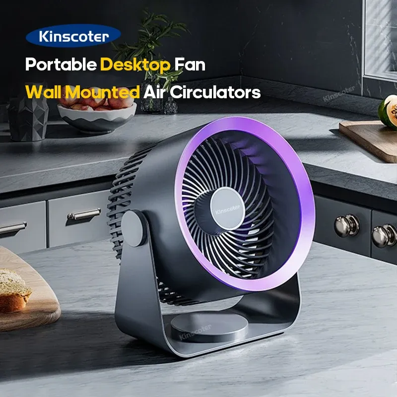 KINSCOTER Wireless Portable Electric Fan Circulator - Quiet Desktop, Wall, Ceiling Mount Air Cooler with 15-Hour Battery Life, USB Charging