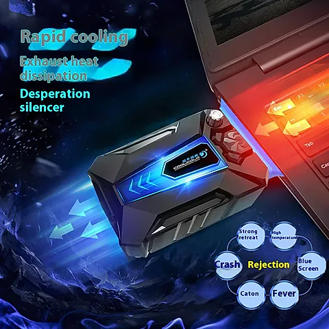 Portable Vacuum Laptop Cooler USB External Extracting Cooling Fan for 15-17 Inch Laptops - Fast Cooling, Adjustable Speed, Game Style Design