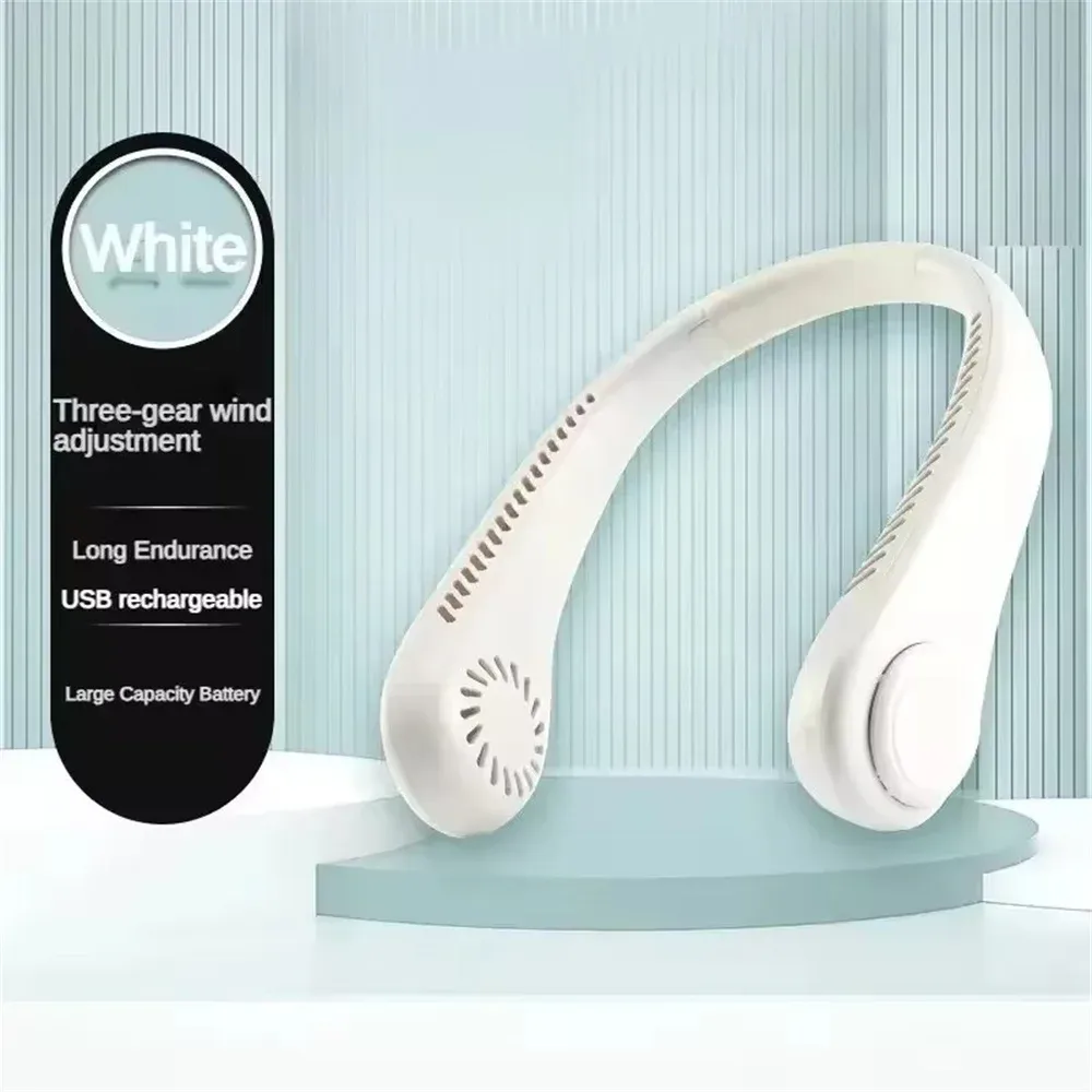 Portable Bladeless Neck Fan with 1200mAh Rechargeable Battery, 3 Speed Mini Air Cooler for Summer Sports and Outdoor Activities showcase 3