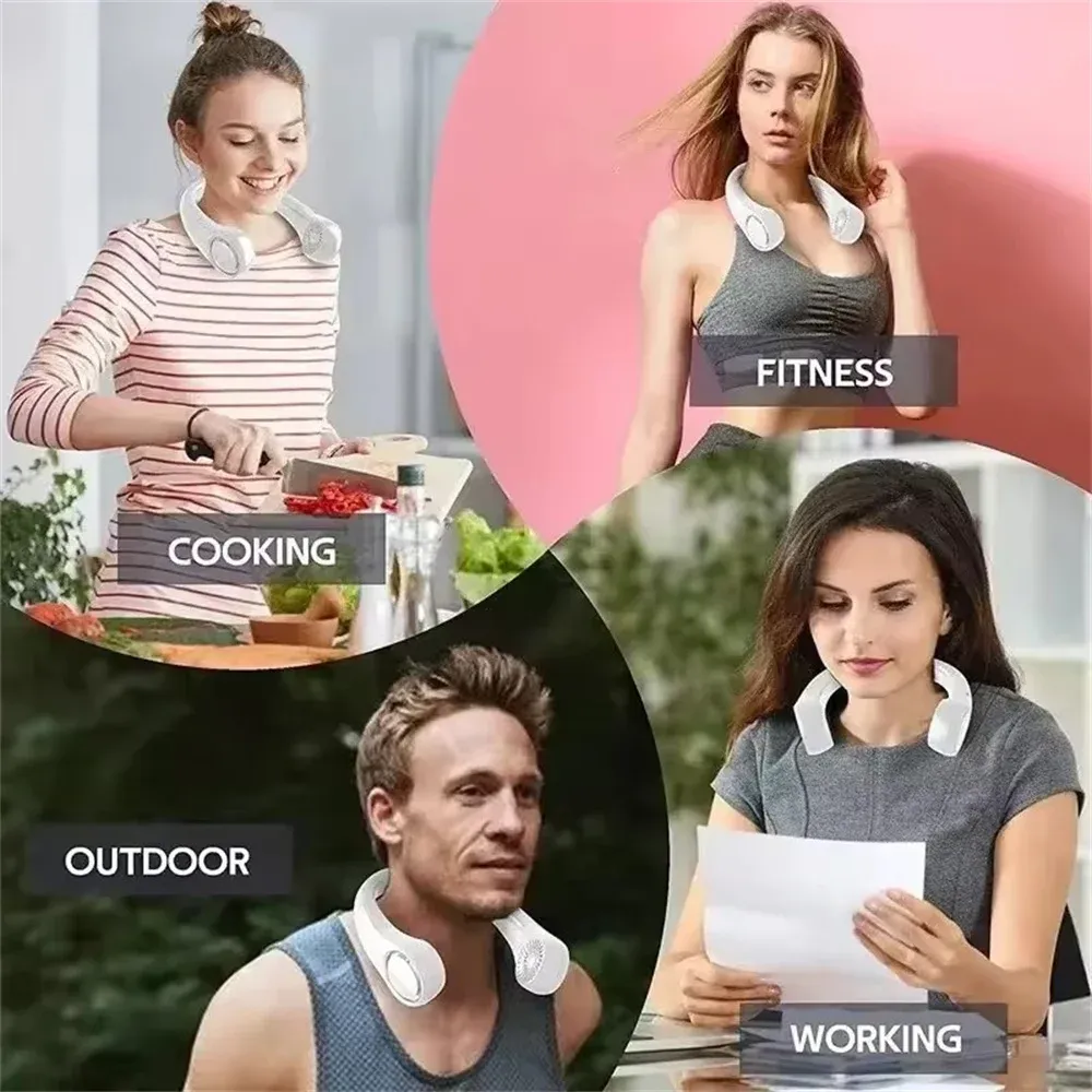 Portable Bladeless Neck Fan with 1200mAh Rechargeable Battery, 3 Speed Mini Air Cooler for Summer Sports and Outdoor Activities showcase 6