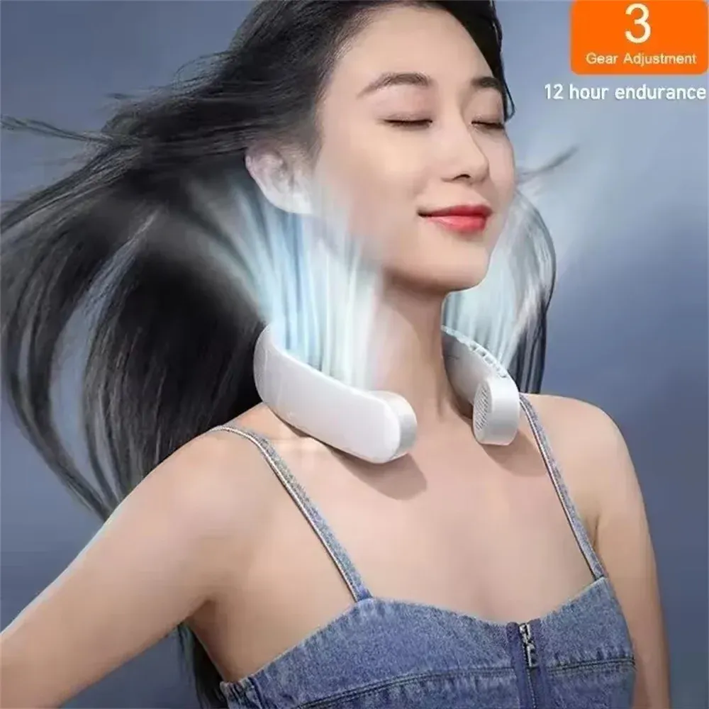 Portable Bladeless Neck Fan with 1200mAh Rechargeable Battery, 3 Speed Mini Air Cooler for Summer Sports and Outdoor Activities showcase 8