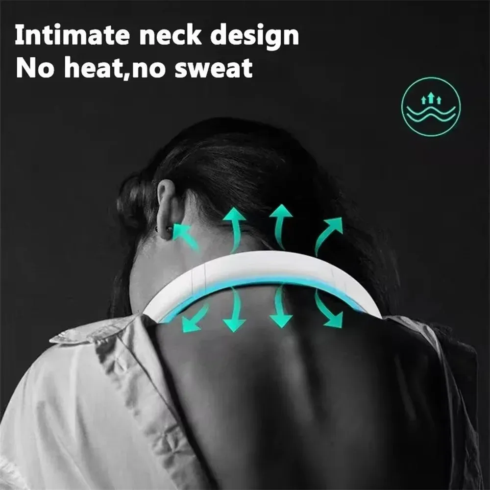 Portable Bladeless Neck Fan with 1200mAh Rechargeable Battery, 3 Speed Mini Air Cooler for Summer Sports and Outdoor Activities showcase 7