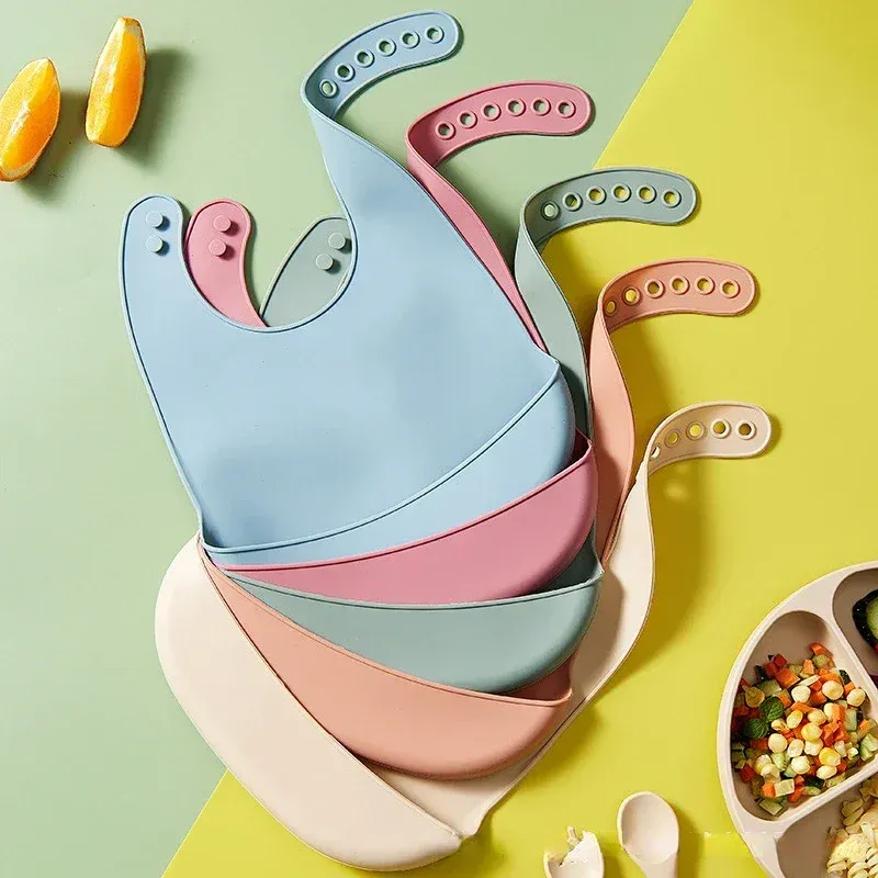 Waterproof Silicone Baby Bibs with Banana Design - Soft, Edible, Adjustable Feeding Apron for Newborns & Infants, Prevents Drool & Mess showcase 1