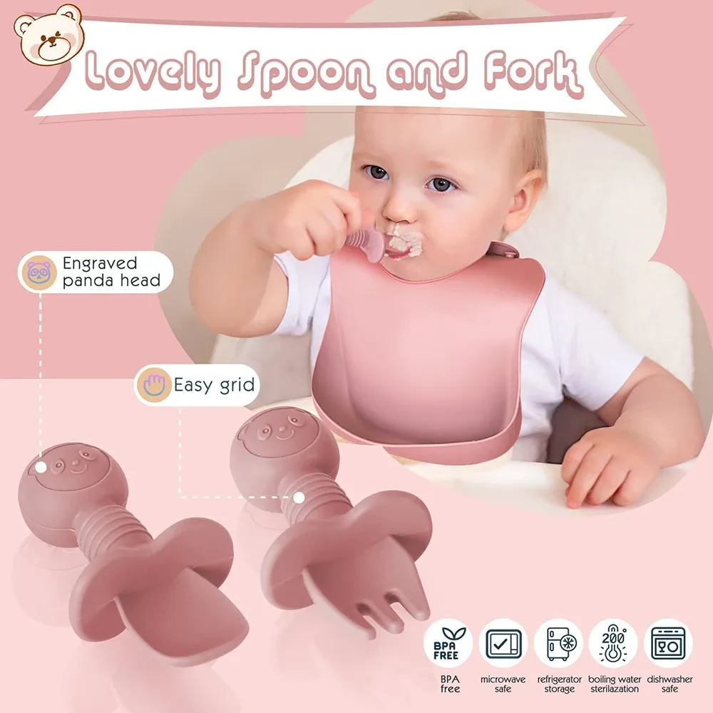 8-Piece Baby Silicone Tableware Set for Toddlers & Infants: Includes Bib, Suction Bowl, Plate, Utensils, Straw Cup - BPA-Free, Easy Clean, Self-Feeding Aid for Ghana showcase 2
