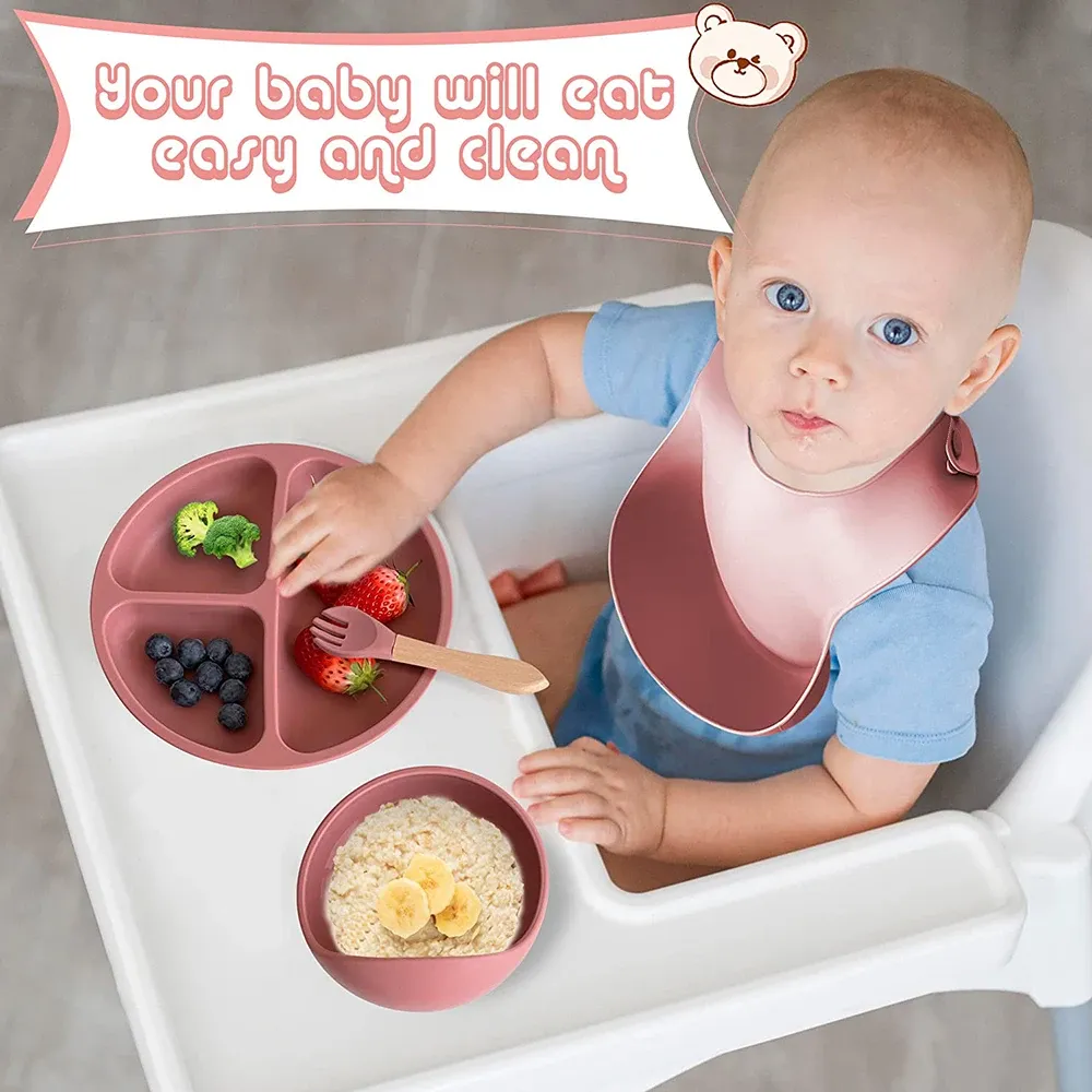 8-Piece Baby Silicone Tableware Set for Toddlers & Infants: Includes Bib, Suction Bowl, Plate, Utensils, Straw Cup - BPA-Free, Easy Clean, Self-Feeding Aid for Ghana showcase 3