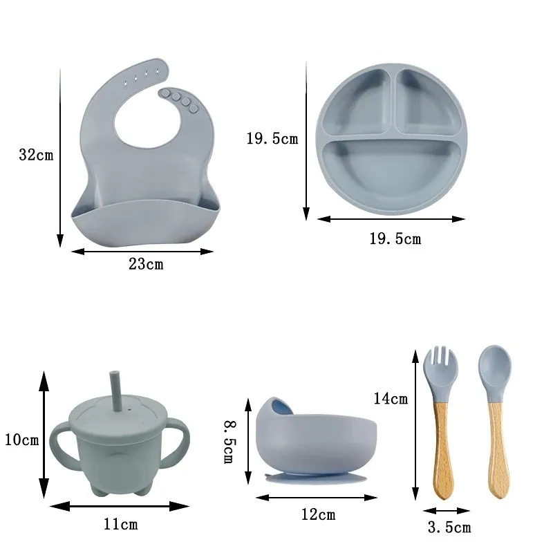 8-Piece Baby Silicone Tableware Set for Toddlers & Infants: Includes Bib, Suction Bowl, Plate, Utensils, Straw Cup - BPA-Free, Easy Clean, Self-Feeding Aid for Ghana showcase 4