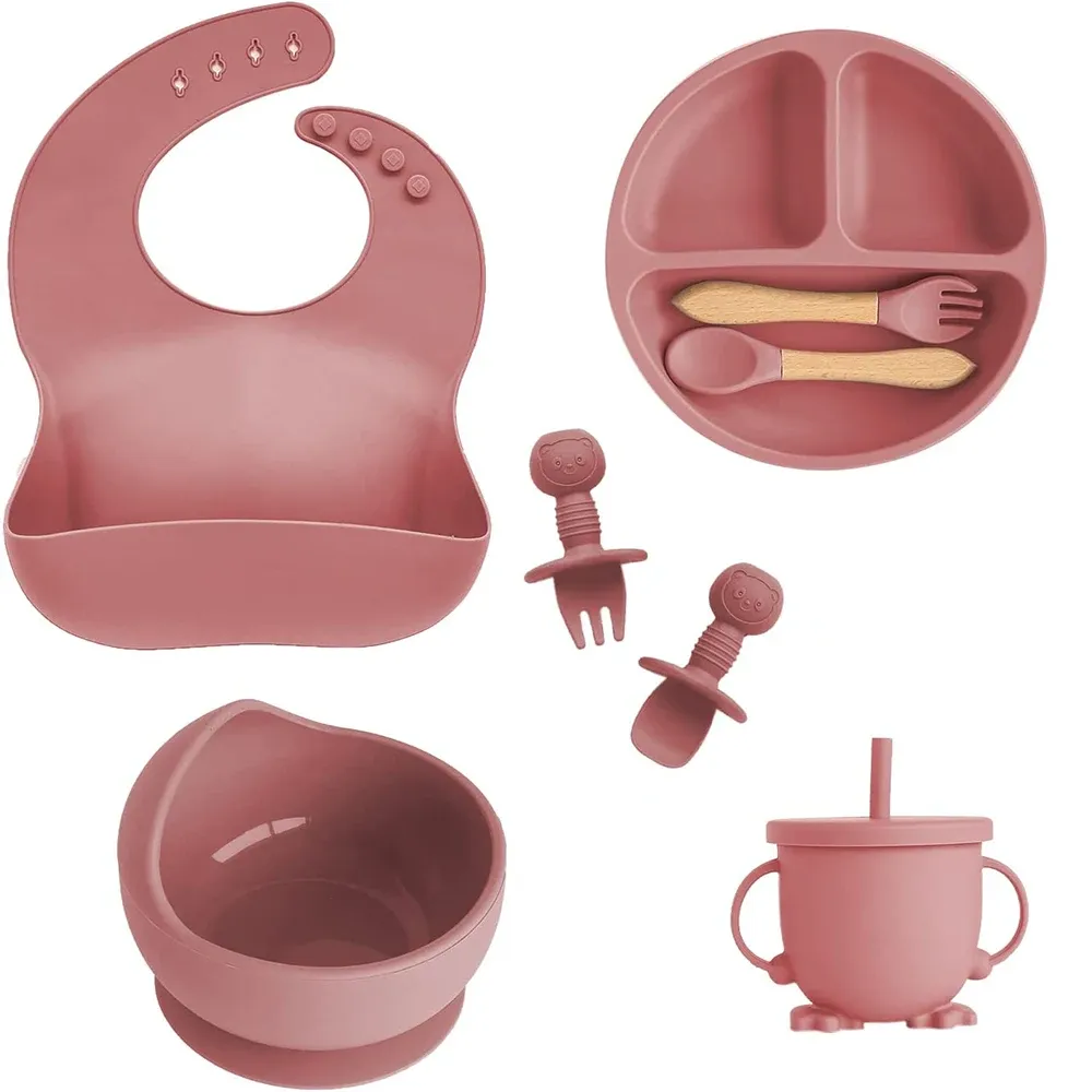 8-Piece Baby Silicone Tableware Set for Toddlers & Infants: Includes Bib, Suction Bowl, Plate, Utensils, Straw Cup - BPA-Free, Easy Clean, Self-Feeding Aid for Ghana thumbnail 1
