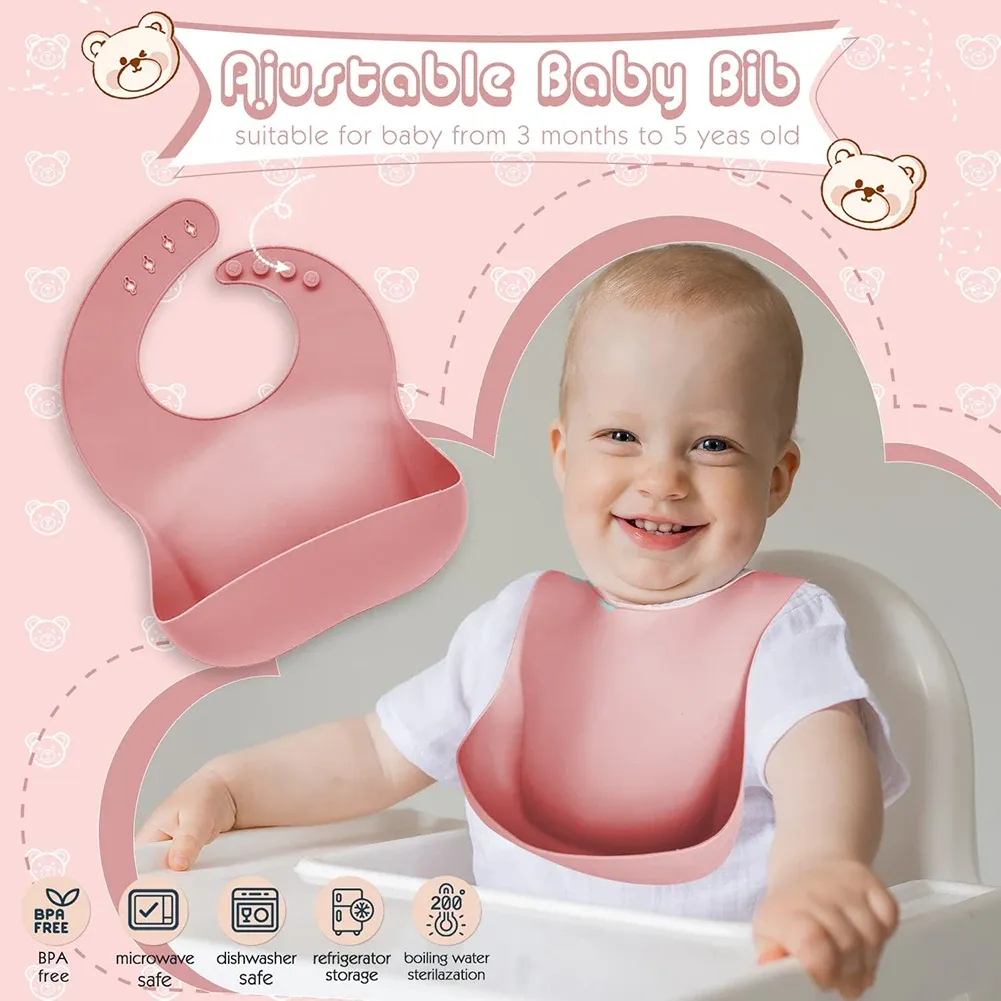 8-Piece Baby Silicone Tableware Set for Toddlers & Infants: Includes Bib, Suction Bowl, Plate, Utensils, Straw Cup - BPA-Free, Easy Clean, Self-Feeding Aid for Ghana showcase 1