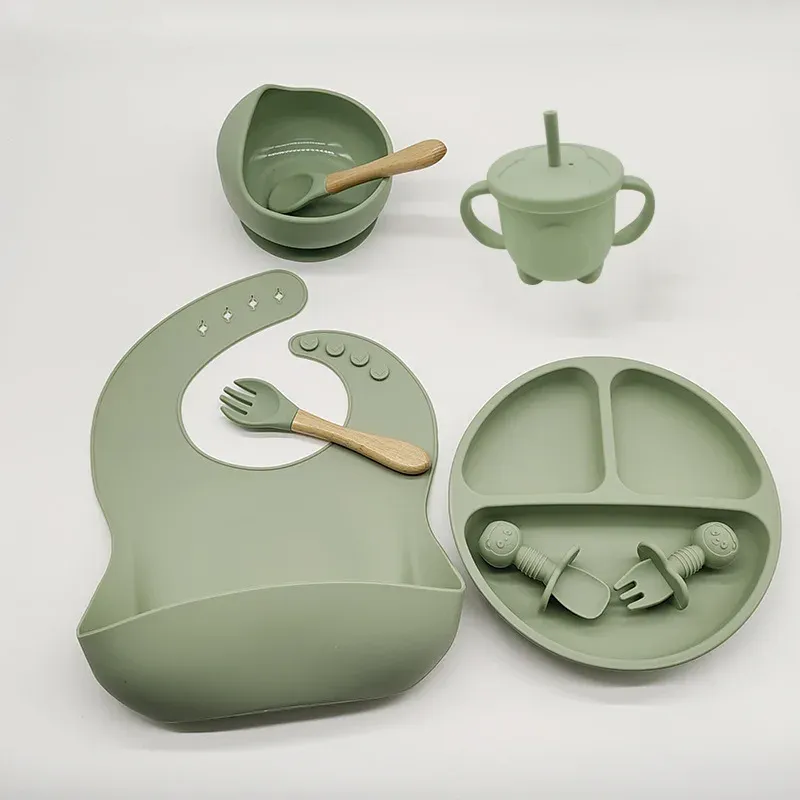 8-Piece Baby Silicone Tableware Set for Toddlers & Infants: Includes Bib, Suction Bowl, Plate, Utensils, Straw Cup - BPA-Free, Easy Clean, Self-Feeding Aid for Ghana showcase 6
