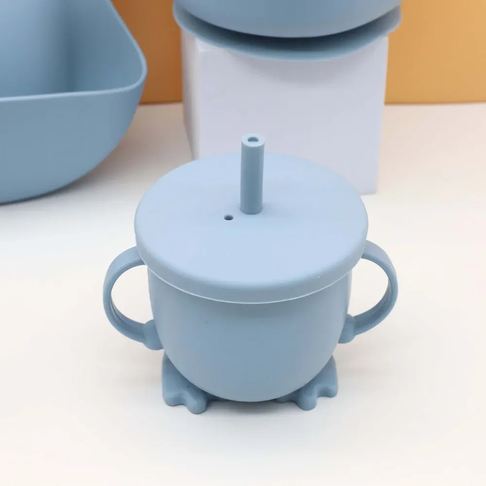 6-Piece Baby Tableware Set with Bib, Bowl, Plate, Cup, Wooden Handle Spoon & Fork - Safe & Durable for Infants and Toddlers thumbnail 3