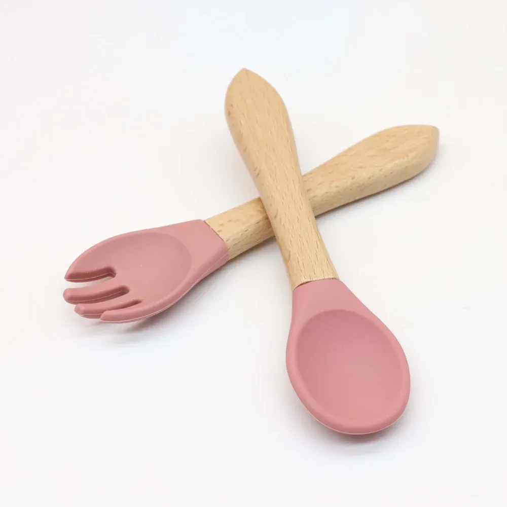 6-Piece Baby Tableware Set with Bib, Bowl, Plate, Cup, Wooden Handle Spoon & Fork - Safe & Durable for Infants and Toddlers showcase 5