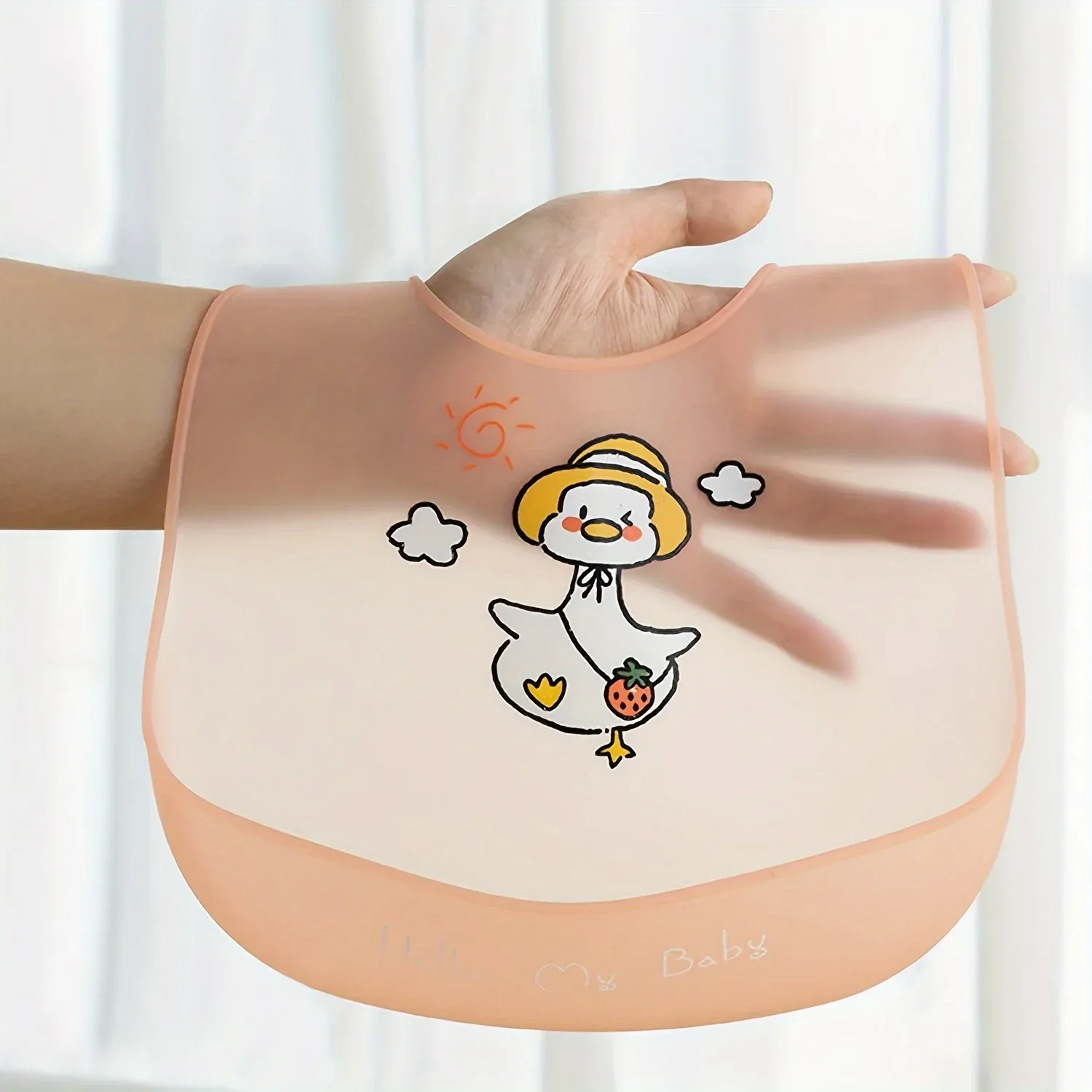 Waterproof Silicone Baby Bibs with Cute Cartoon Animal Print - Adjustable Soft Bib for Girls and Boys, Easy Clean Feeding Bib for Baby Essentials thumbnail 3