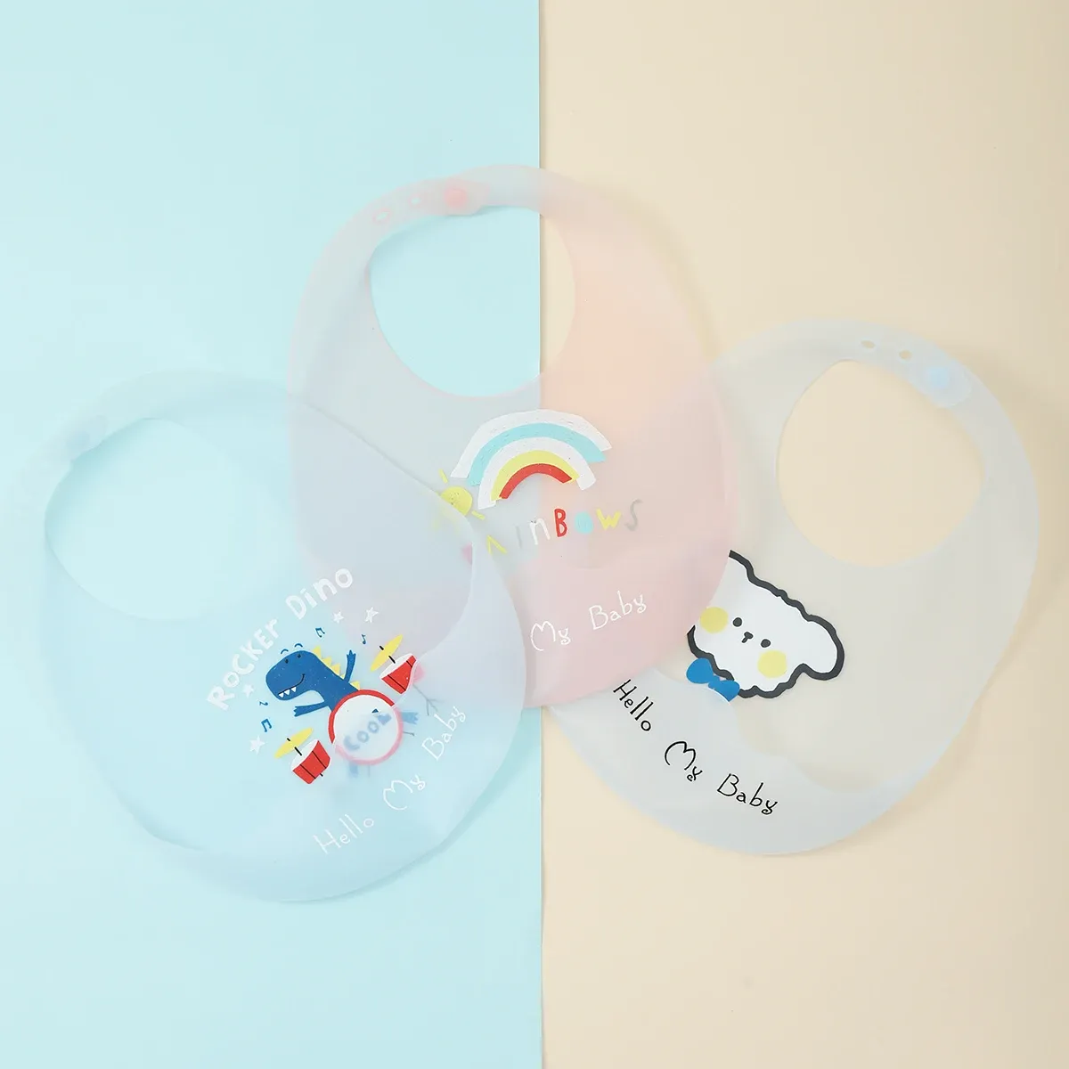 Waterproof Silicone Baby Bibs with Cute Cartoon Animal Print - Adjustable Soft Bib for Girls and Boys, Easy Clean Feeding Bib for Baby Essentials showcase 2