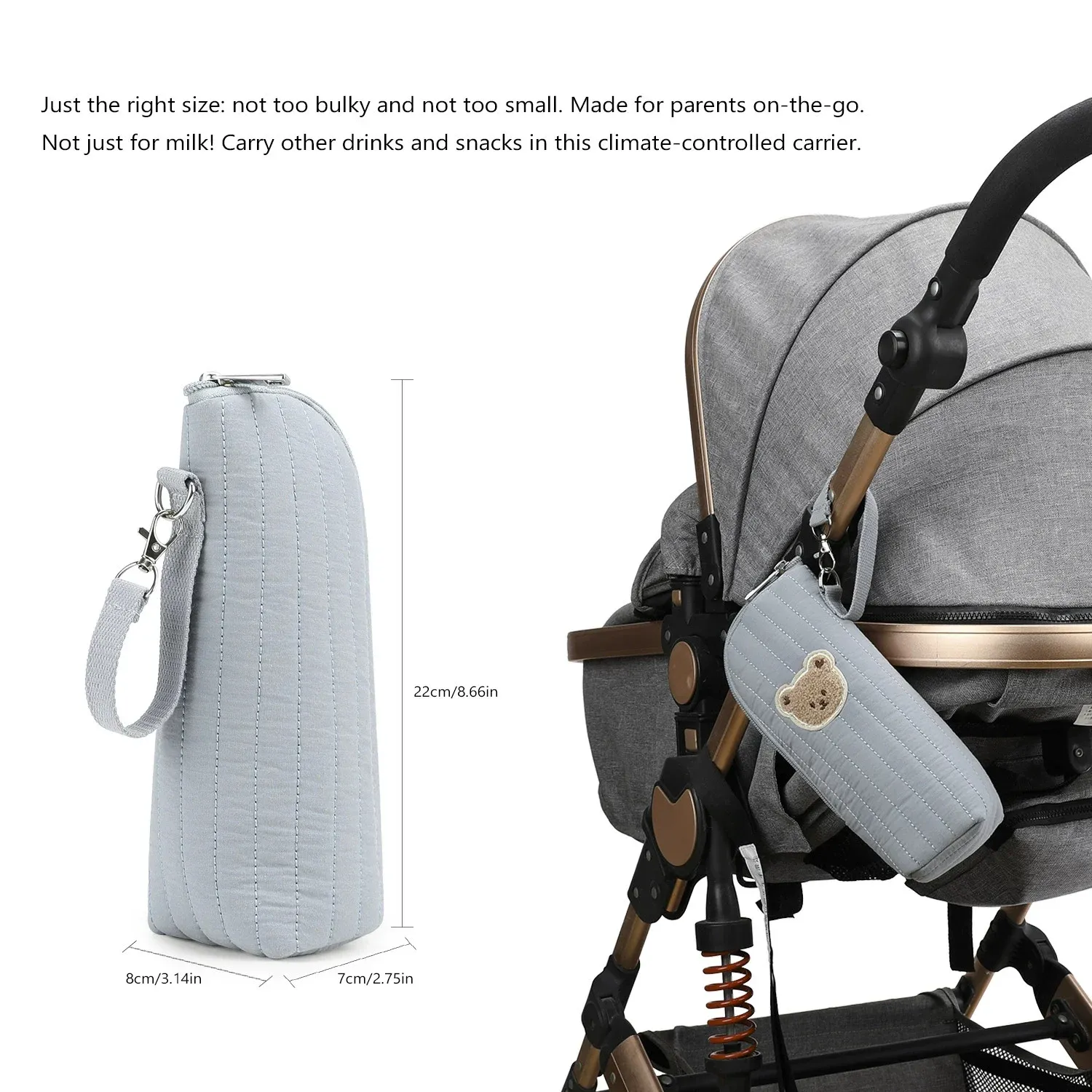 Portable Cartoon Baby Bottle Warmer Bag Insulated Aluminum Foil Stroller Hanging Bag for Infant Feeding On-the-Go thumbnail 2