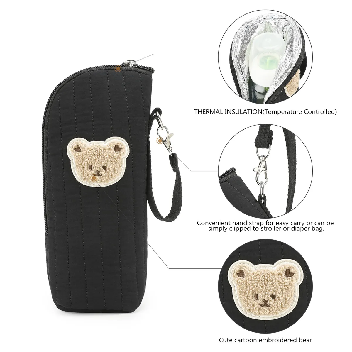 Portable Cartoon Baby Bottle Warmer Bag Insulated Aluminum Foil Stroller Hanging Bag for Infant Feeding On-the-Go showcase 8