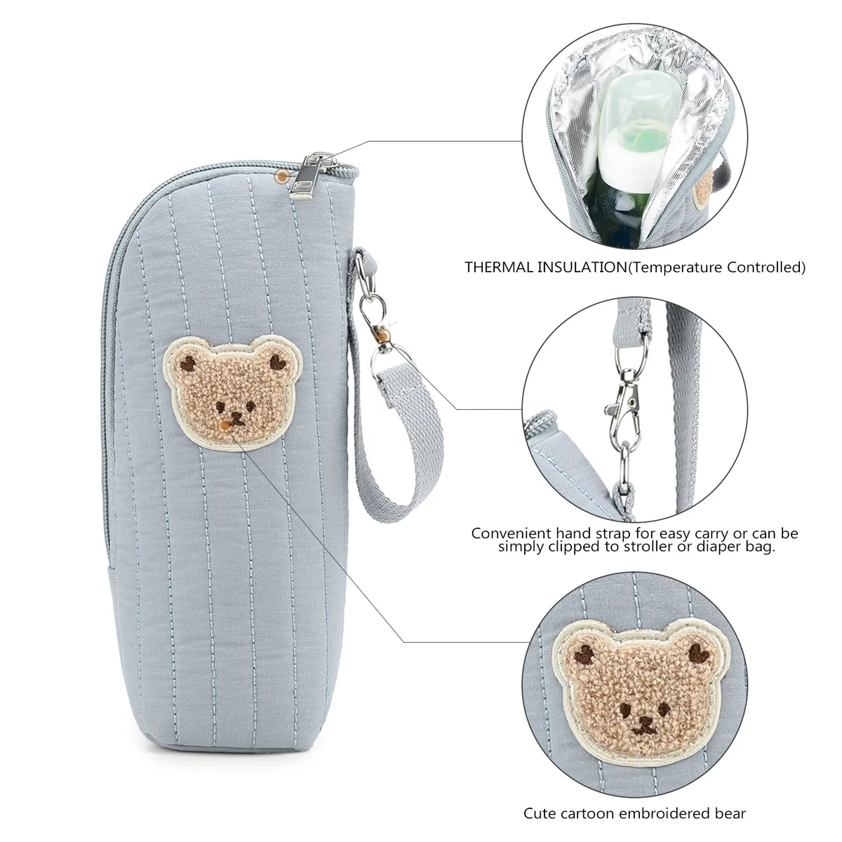 Portable Cartoon Baby Bottle Warmer Bag Insulated Aluminum Foil Stroller Hanging Bag for Infant Feeding On-the-Go showcase 18
