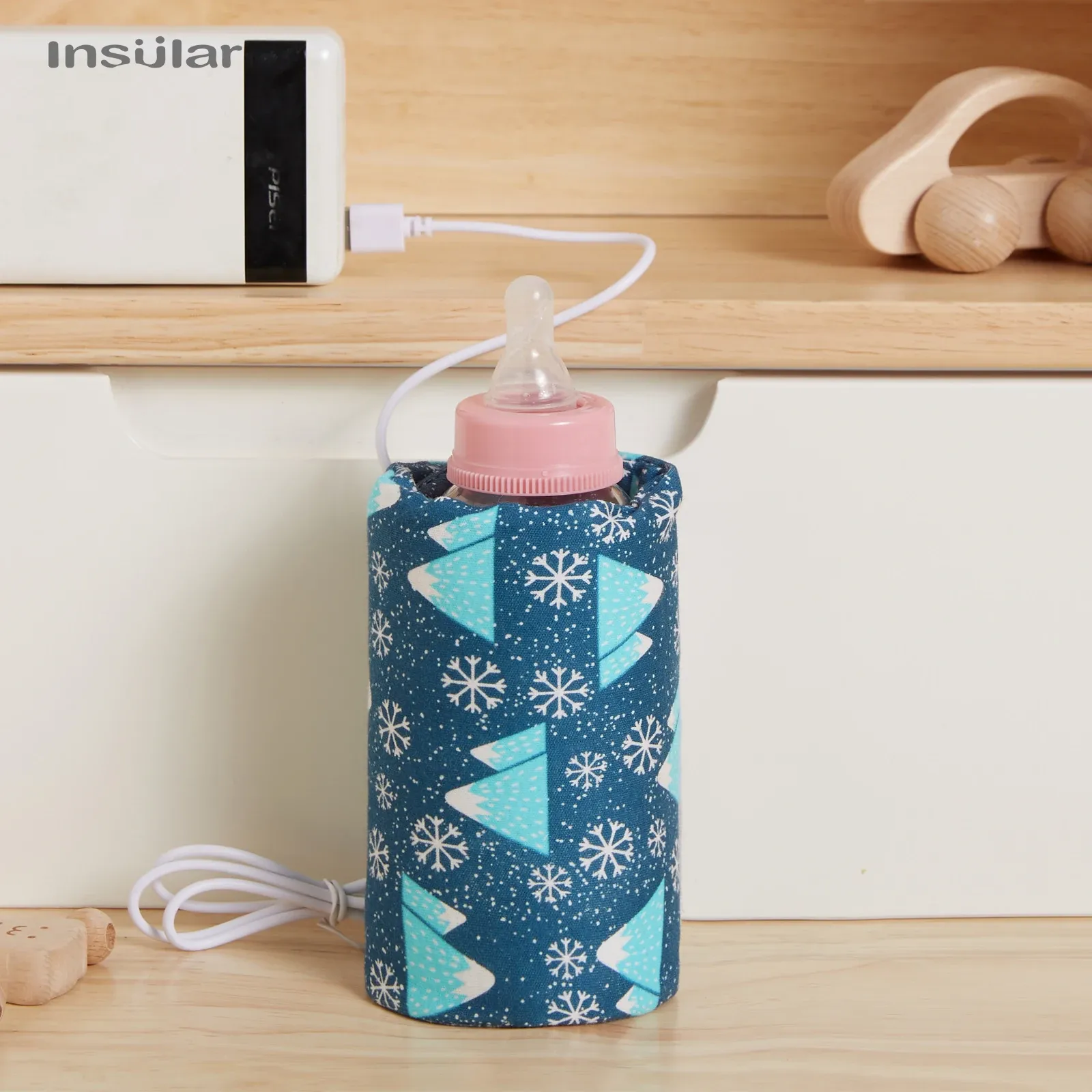 Portable USB Milk Warmer Insulated Bag for Baby Bottles - Travel Cup Heater for Infant Feeding, Ages 7-12 Months, Durable Polyester thumbnail 1