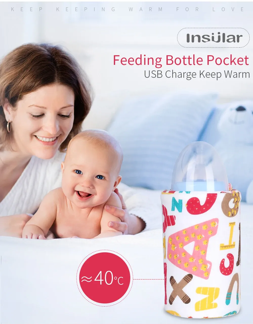 Portable USB Milk Warmer Insulated Bag for Baby Bottles - Travel Cup Heater for Infant Feeding, Ages 7-12 Months, Durable Polyester showcase 1