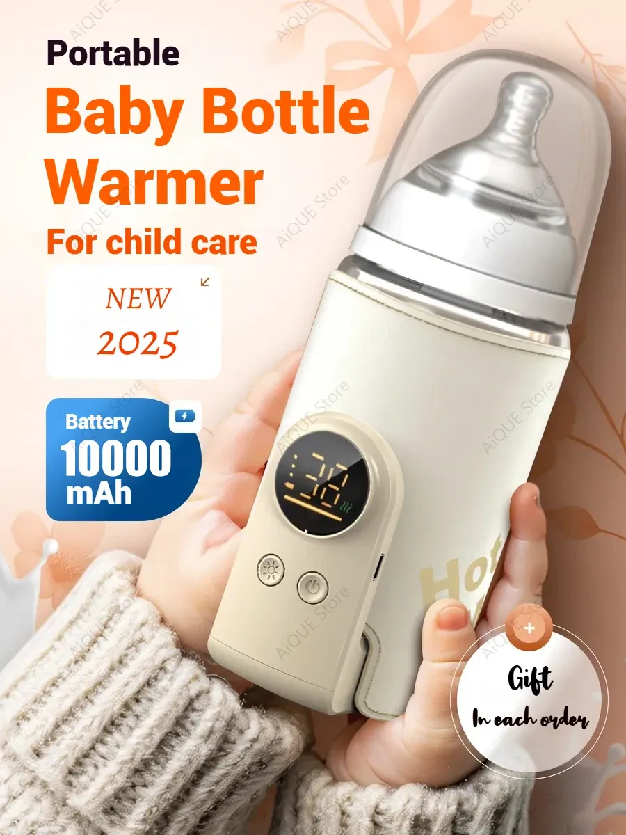 AiQUE 10000mAh Portable USB Milk Warmer for Babies - Outdoor Constant Temperature Bottle Insulator for Hot Milk & Formula Heating showcase 1