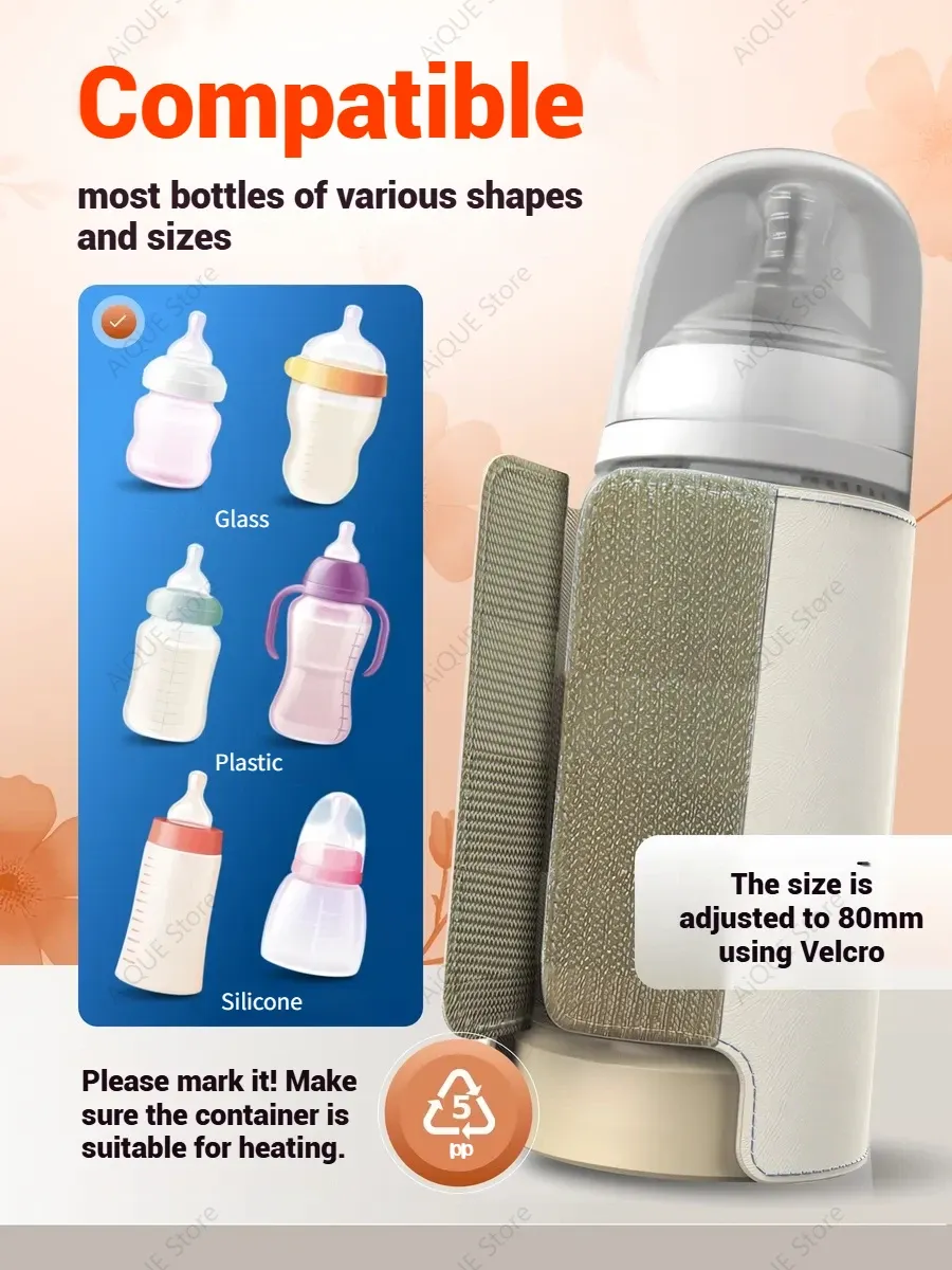 AiQUE 10000mAh Portable USB Milk Warmer for Babies - Outdoor Constant Temperature Bottle Insulator for Hot Milk & Formula Heating showcase 6