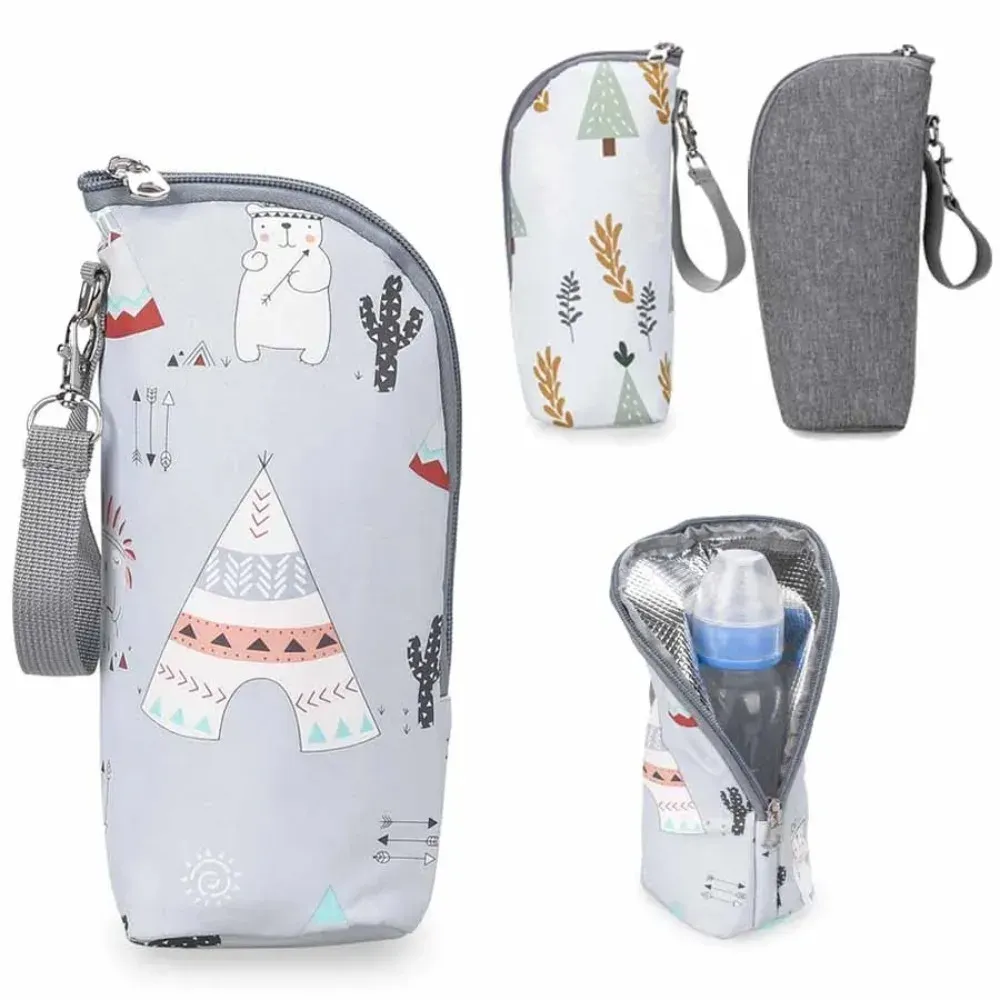 Portable Baby Bottle Warmer Bag Insulated Cooler Bag for Infant Feeding Bottles - Aluminum Foil Lined, Stroller Hanging, Perfect for Outings thumbnail 1