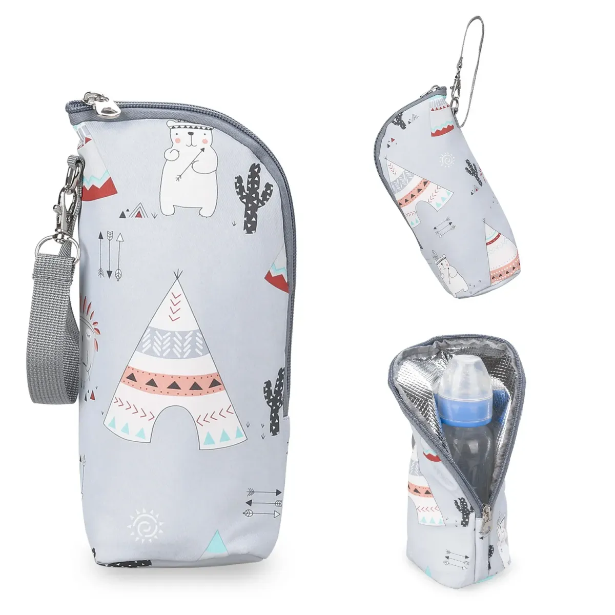 Portable Baby Bottle Warmer Bag Insulated Cooler Bag for Infant Feeding Bottles - Aluminum Foil Lined, Stroller Hanging, Perfect for Outings showcase 1