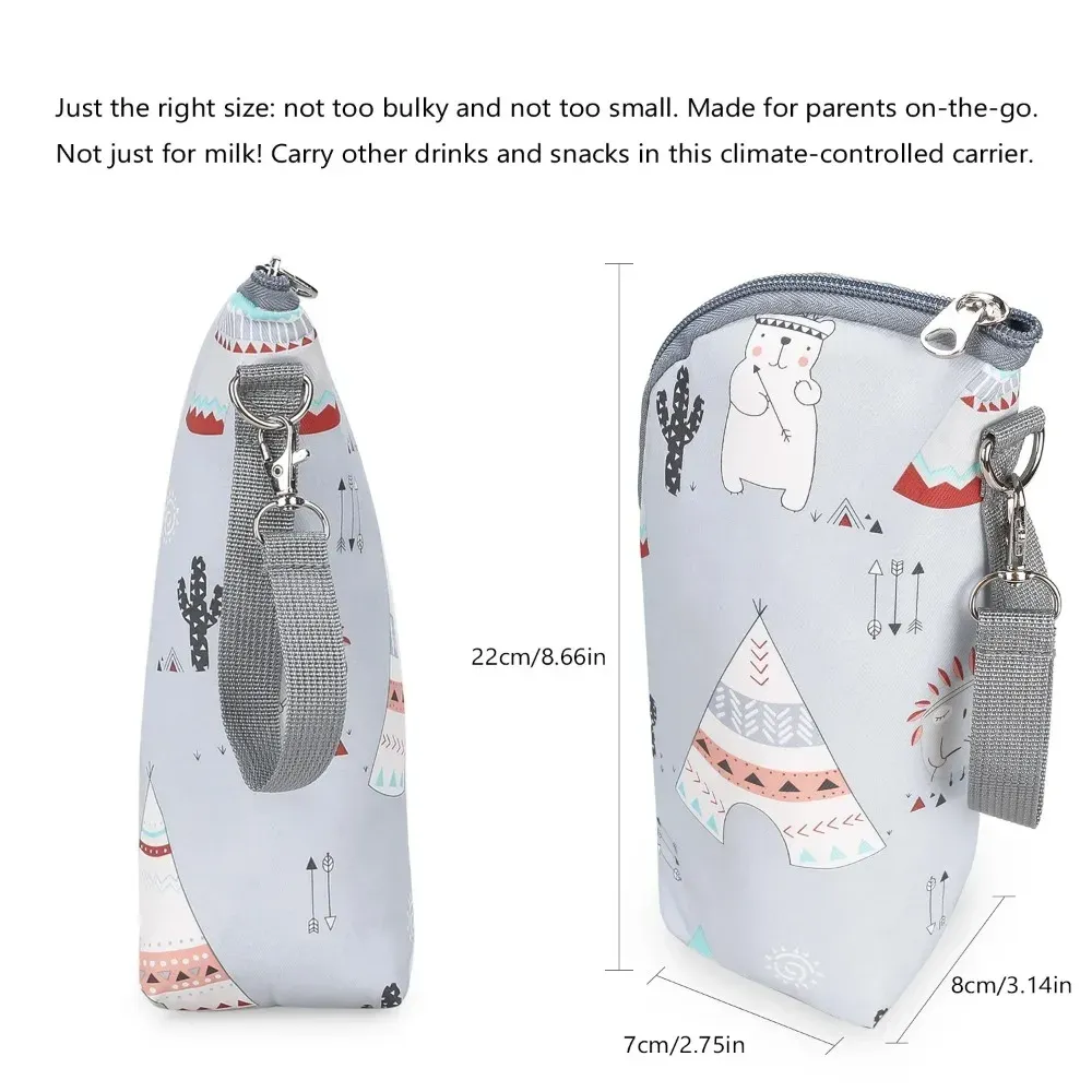Portable Baby Bottle Warmer Bag Insulated Cooler Bag for Infant Feeding Bottles, Stroller Hanging Storage, Aluminum Foil Lined, Durable Oxford Cloth, Perfect for Outings thumbnail 5