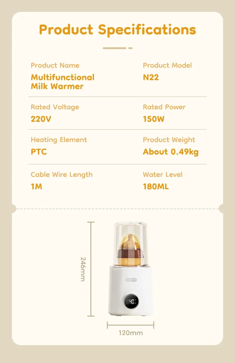 MAMIJOY Baby Bottle Warmer N22: Multi-Function Food Heater & Sterilizer with Accurate 36-100°C Temperature Control for Milk and Baby Food showcase 12