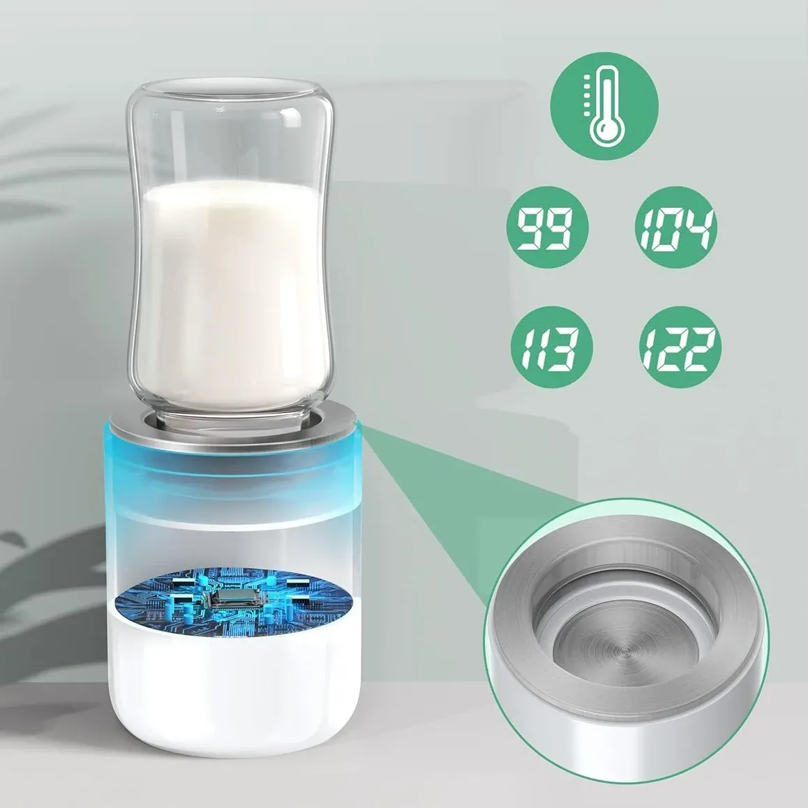 BornBL N1S Portable Baby Bottle Warmer: Fast Heating Travel Milk Warmer, 8800mAh Rechargeable On-the-Go Warmer with 3 Universal Adapters for Philips Avent, Dr Brown's, Medela, NUK, MAM Bottles thumbnail 2