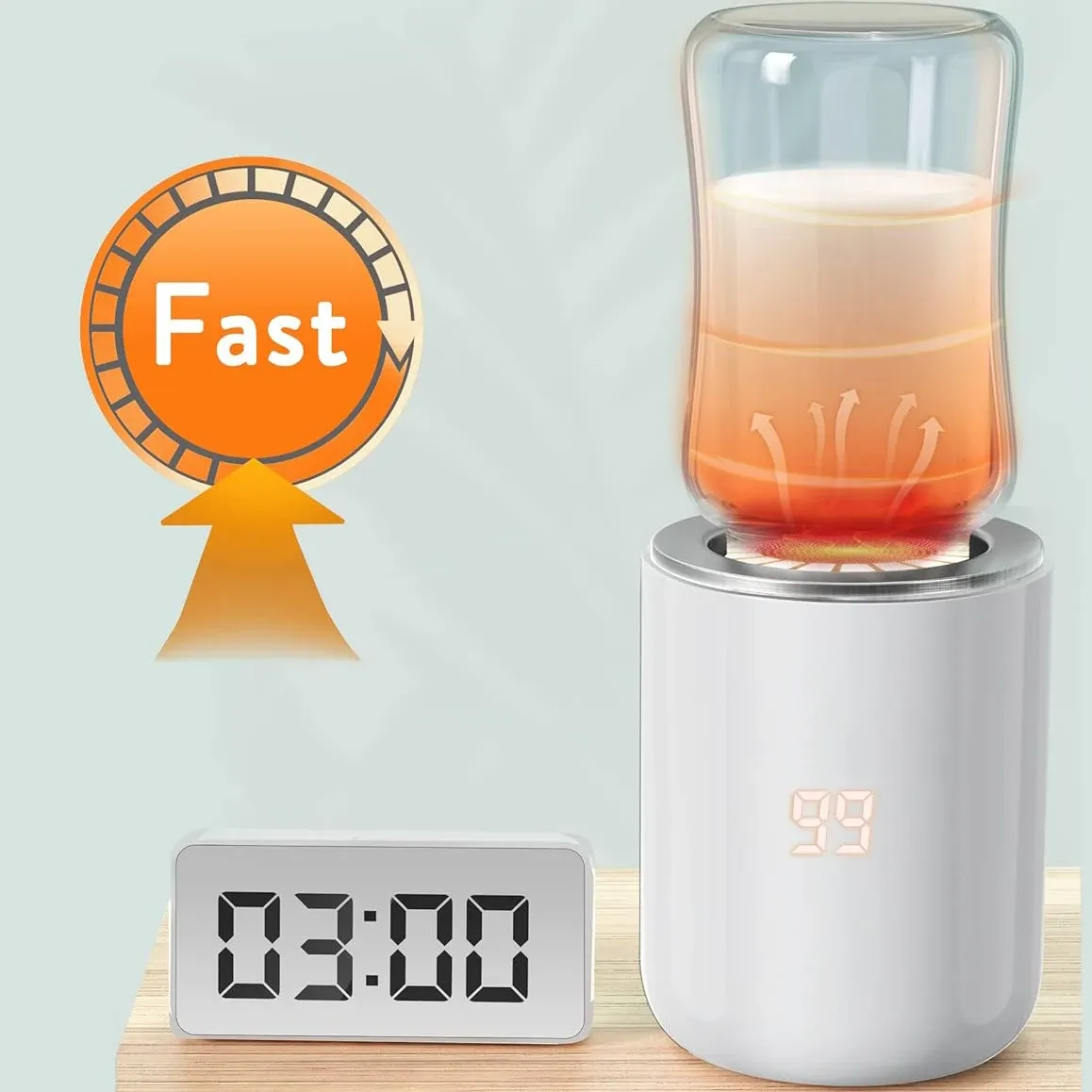 BornBL N1S Portable Baby Bottle Warmer: Fast Heating Travel Milk Warmer, 8800mAh Rechargeable On-the-Go Warmer with 3 Universal Adapters for Philips Avent, Dr Brown's, Medela, NUK, MAM Bottles thumbnail 5