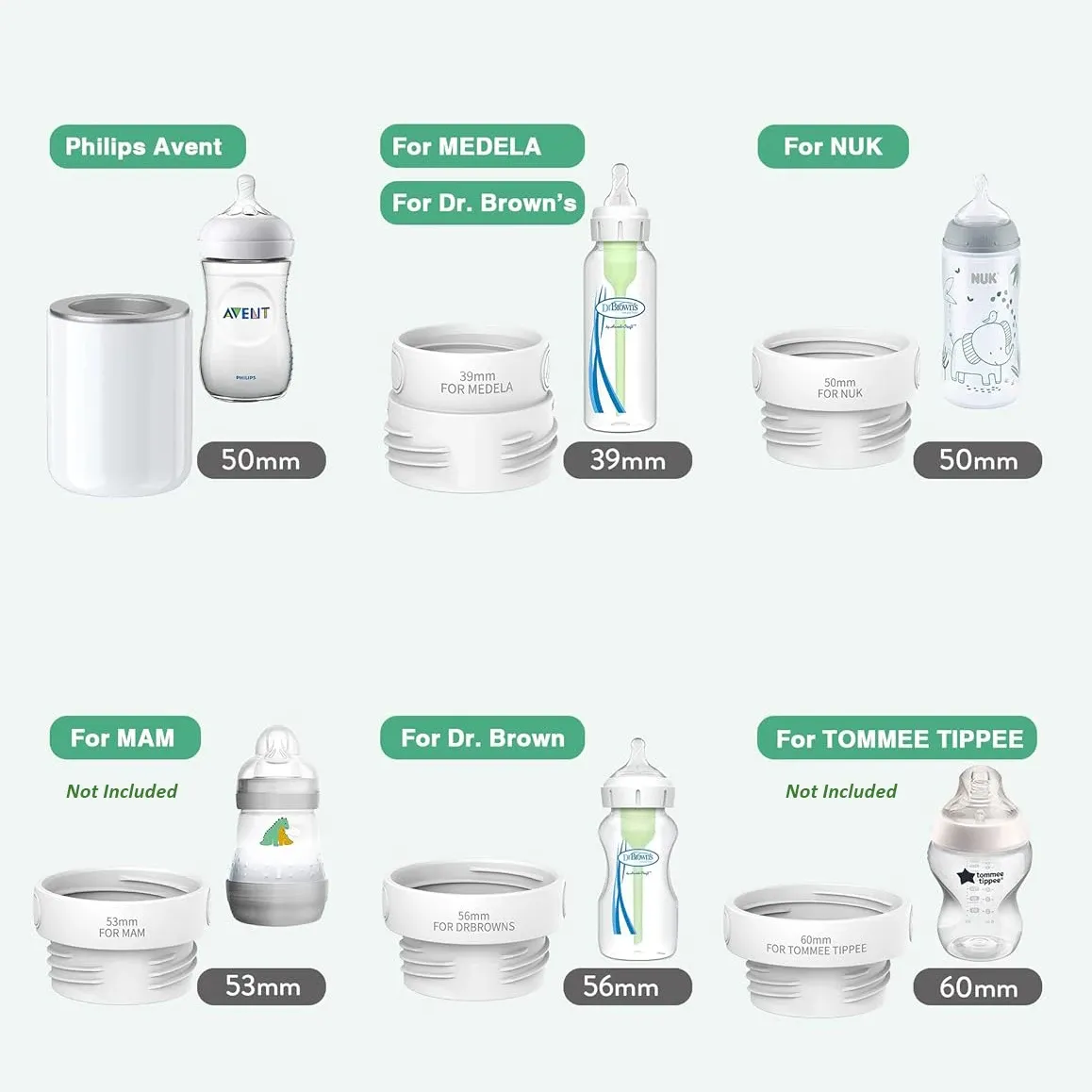 BornBL N1S Portable Baby Bottle Warmer: Fast Heating Travel Milk Warmer, 8800mAh Rechargeable On-the-Go Warmer with 3 Universal Adapters for Philips Avent, Dr Brown's, Medela, NUK, MAM Bottles thumbnail 3
