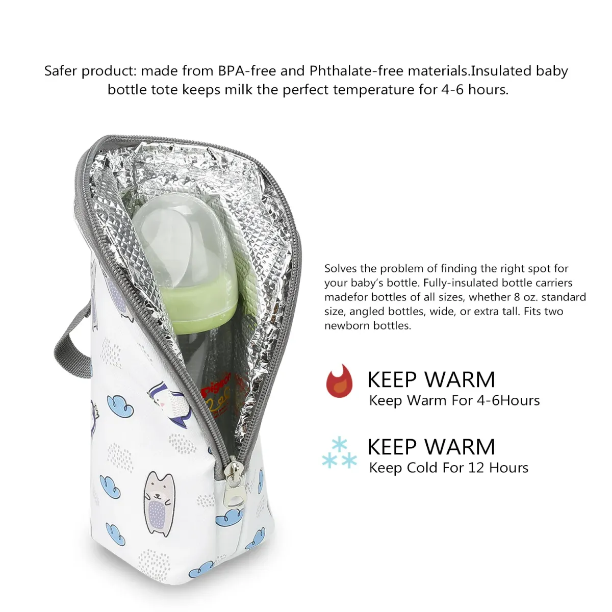 Portable Baby Bottle Bag Insulated Warmer for Stroller Outing - Aluminum Mold Lunch Bag for Drinks & Snacks, 22x8x7cm showcase 19