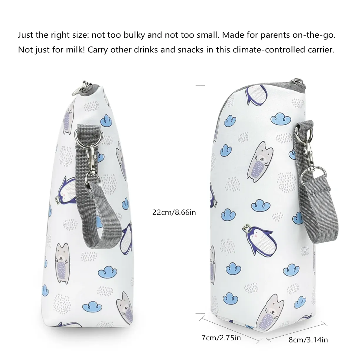 Portable Baby Bottle Bag Insulated Warmer for Stroller Outing - Aluminum Mold Lunch Bag for Drinks & Snacks, 22x8x7cm showcase 20