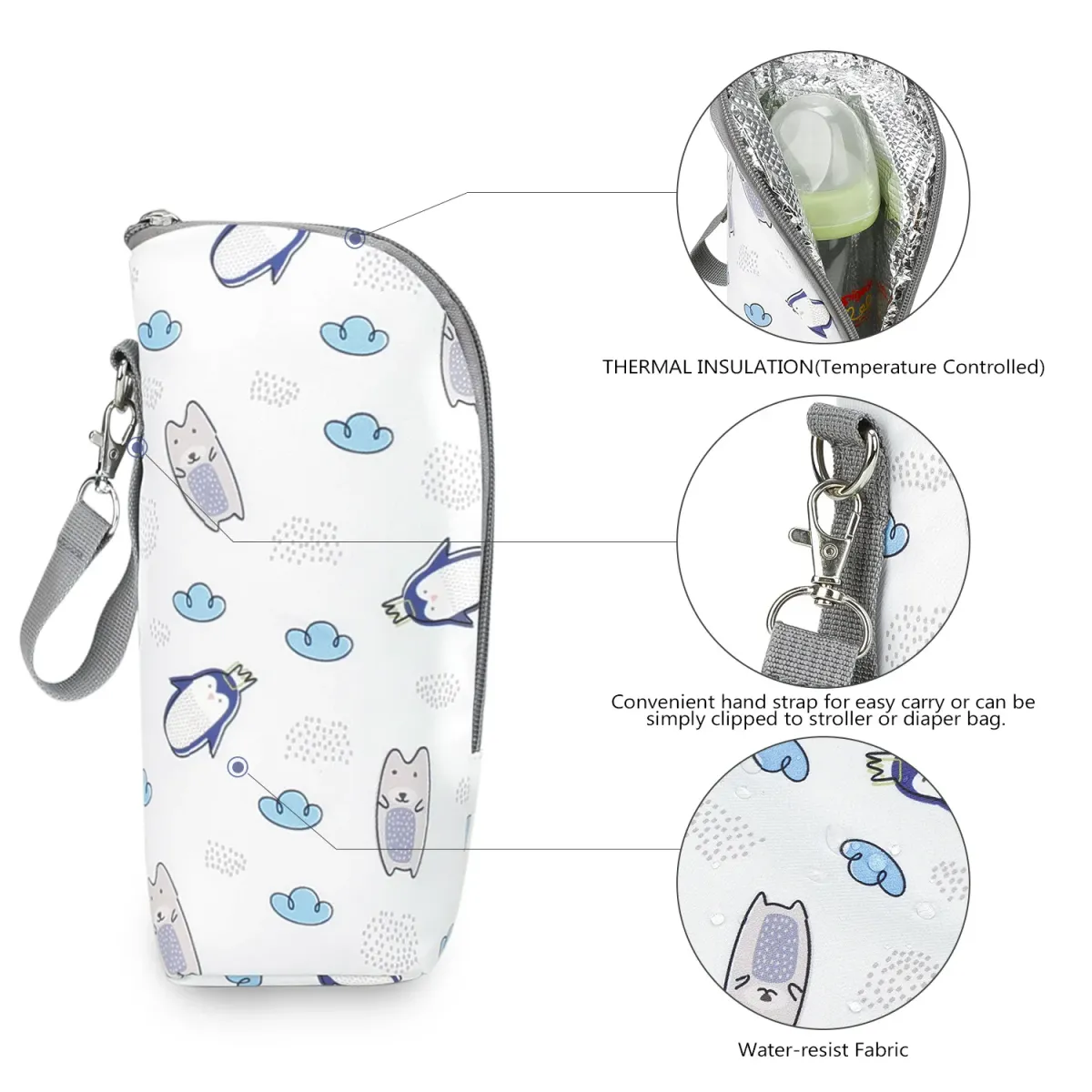 Portable Baby Bottle Bag Insulated Warmer for Stroller Outing - Aluminum Mold Lunch Bag for Drinks & Snacks, 22x8x7cm showcase 18