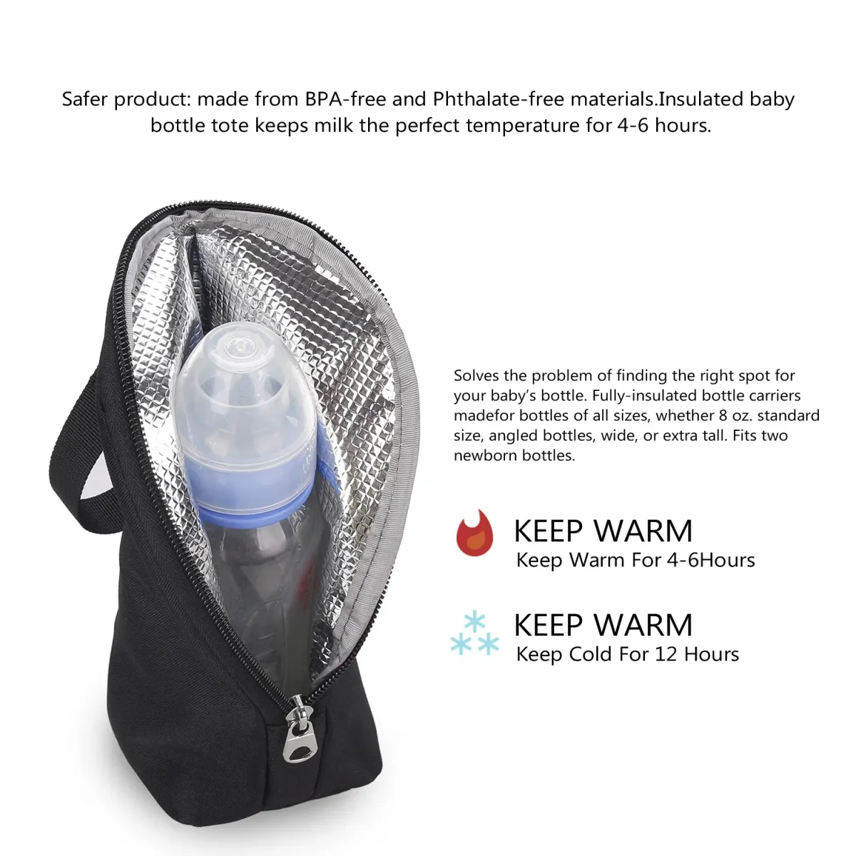 Portable Baby Bottle Bag Insulated Warmer for Stroller Outing - Aluminum Mold Lunch Bag for Drinks & Snacks, 22x8x7cm showcase 24