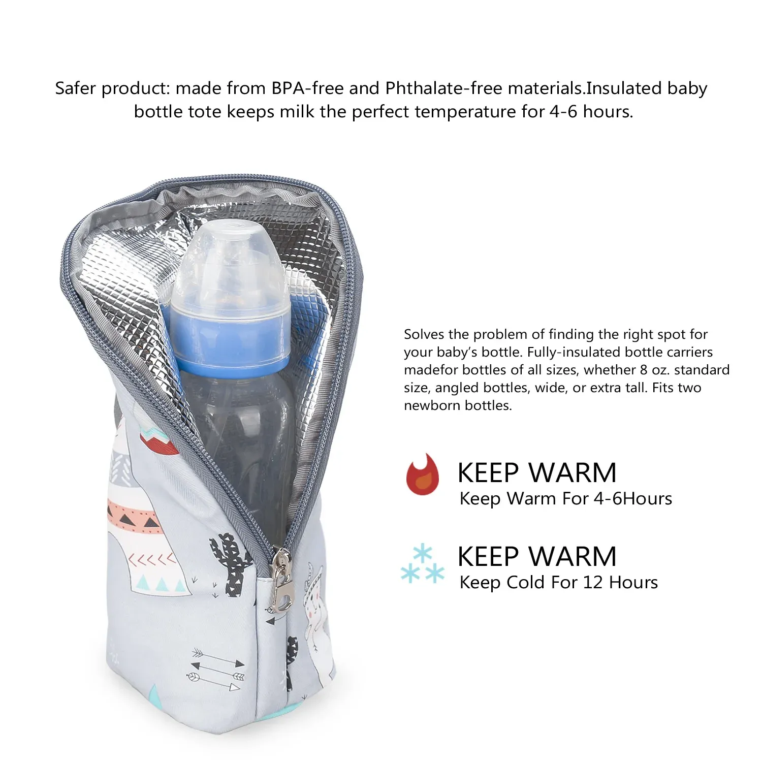 Portable Baby Bottle Bag Insulated Warmer for Stroller Outing - Aluminum Mold Lunch Bag for Drinks & Snacks, 22x8x7cm thumbnail 5