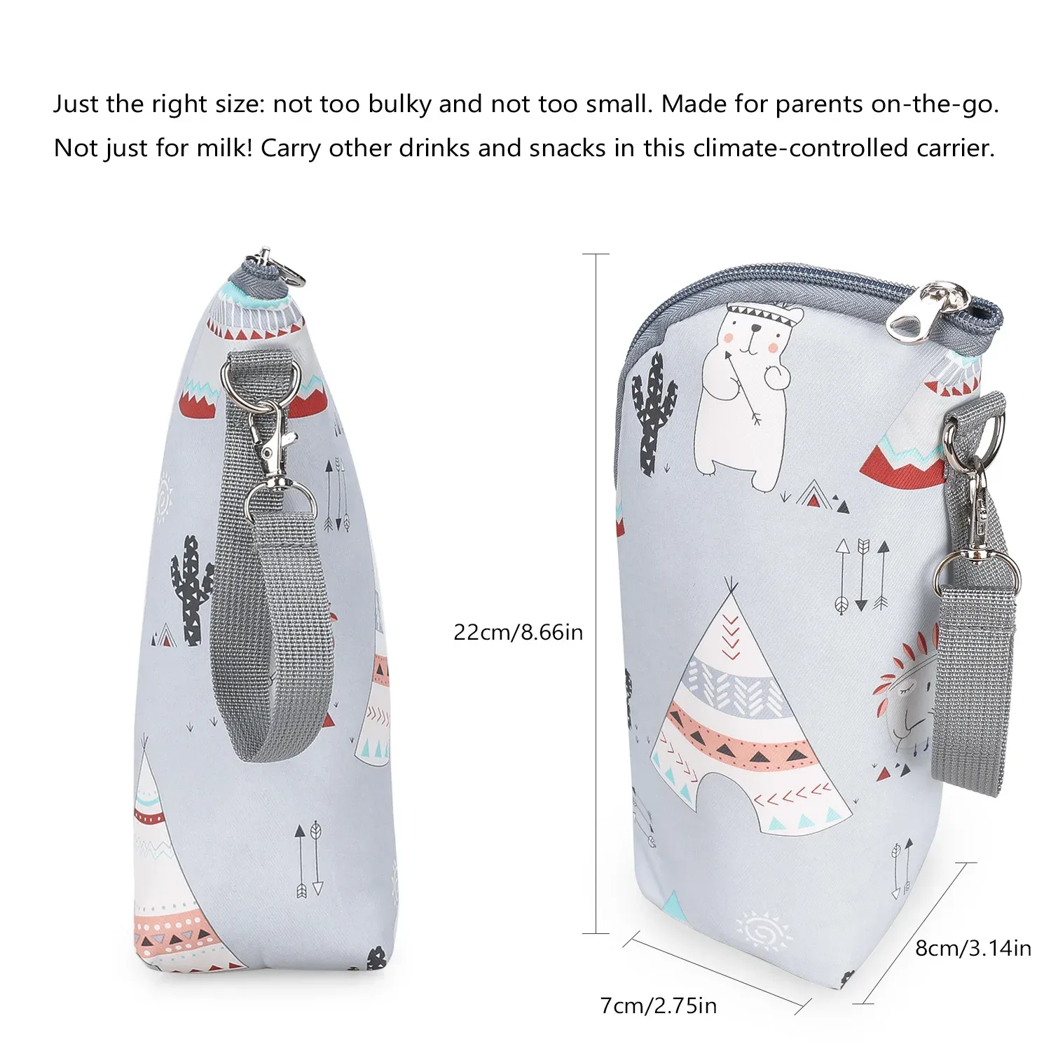 Portable Baby Bottle Bag Insulated Warmer for Stroller Outing - Aluminum Mold Lunch Bag for Drinks & Snacks, 22x8x7cm thumbnail 6