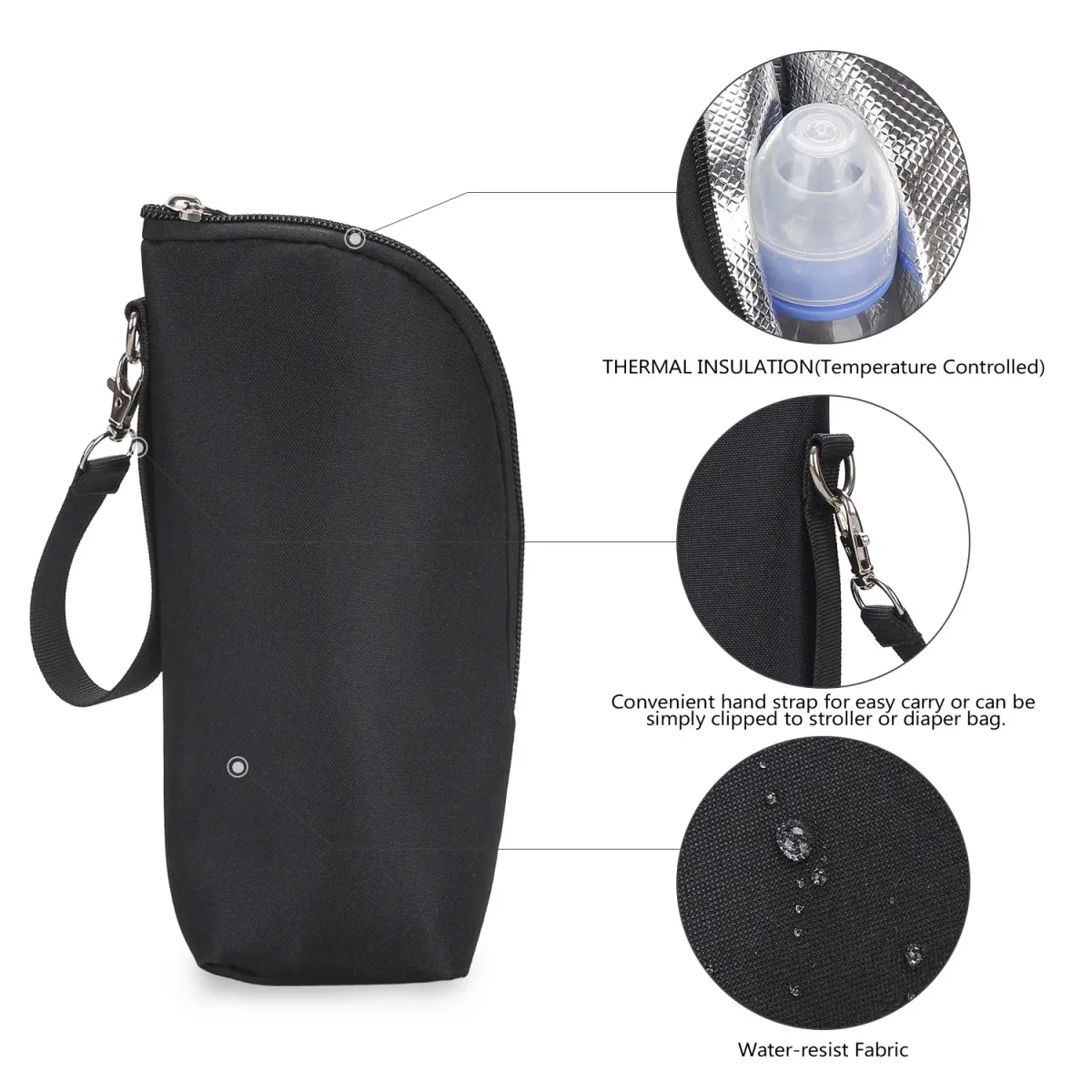 Portable Baby Bottle Bag Insulated Warmer for Stroller Outing - Aluminum Mold Lunch Bag for Drinks & Snacks, 22x8x7cm showcase 23