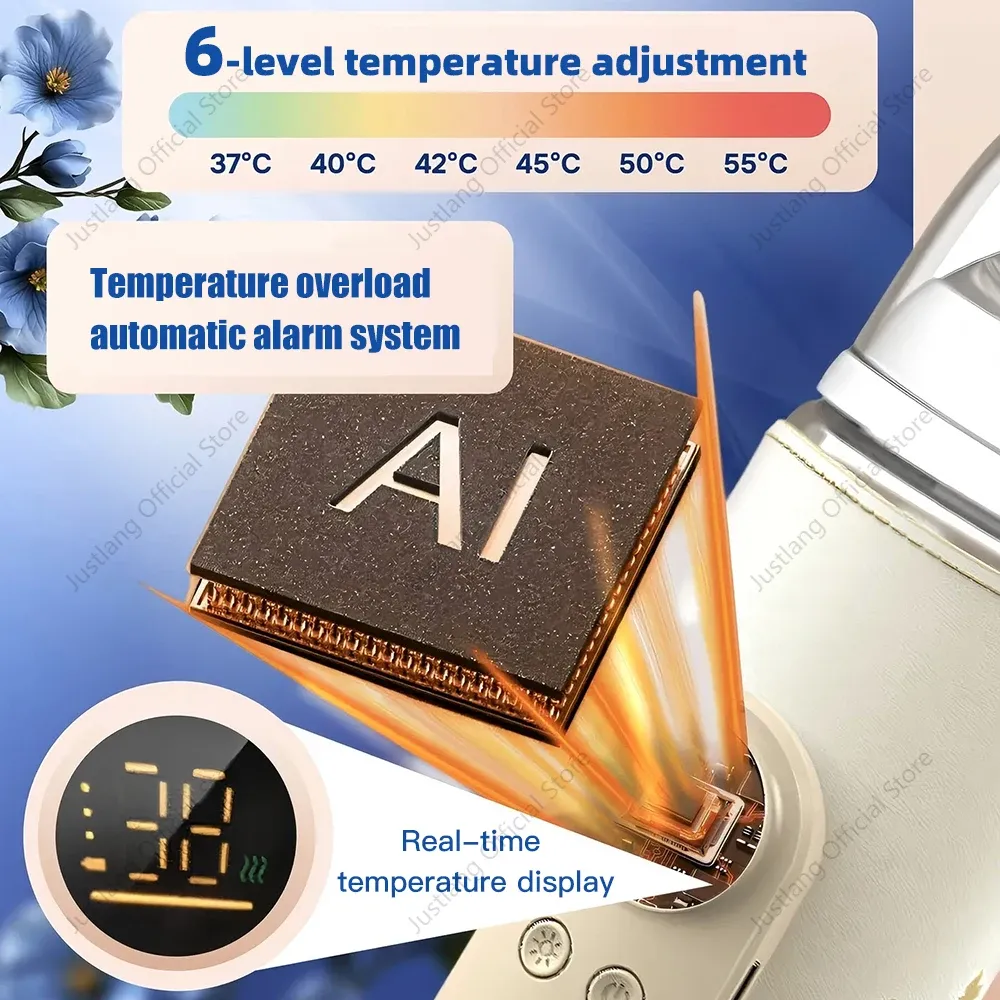 JUSTLANG 10000mAh Portable Baby Bottle Warmer, 5 Heat Levels, Multifunction Breast Milk Warmer, Accurate Temperature Control for On-the-Go Feeding thumbnail 2