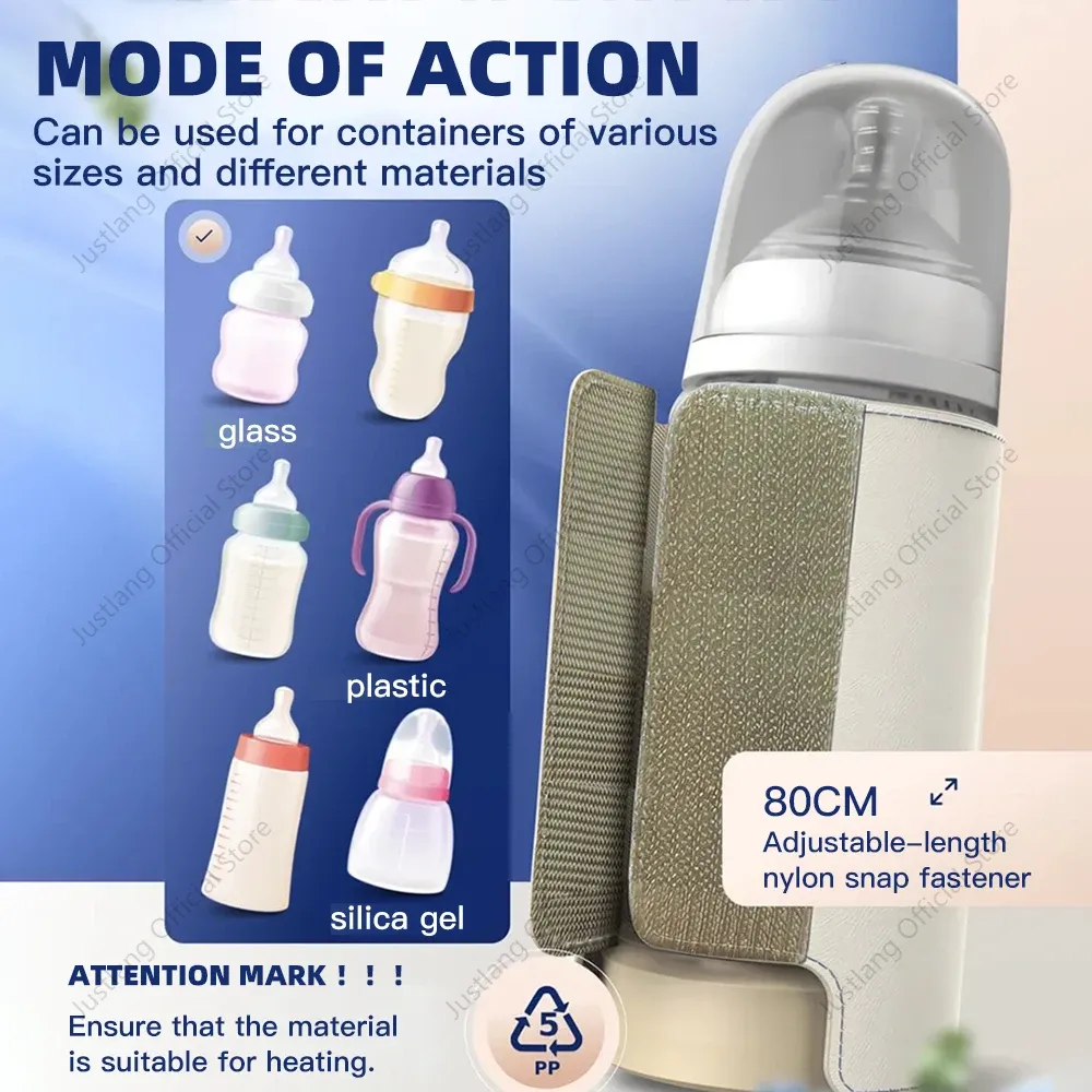 JUSTLANG 10000mAh Portable Baby Bottle Warmer, 5 Heat Levels, Multifunction Breast Milk Warmer, Accurate Temperature Control for On-the-Go Feeding showcase 4