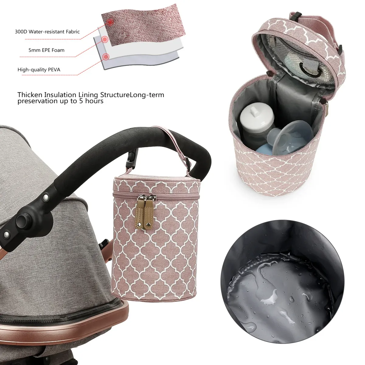 Portable Baby Bottle Warmer Bag Insulated Milk Heater Keeper Thermal Bag for Infant Feeding, Durable Nylon with Detachable Buckle for Stroller, Perfect for On-the-Go Parents in Ghana showcase 4