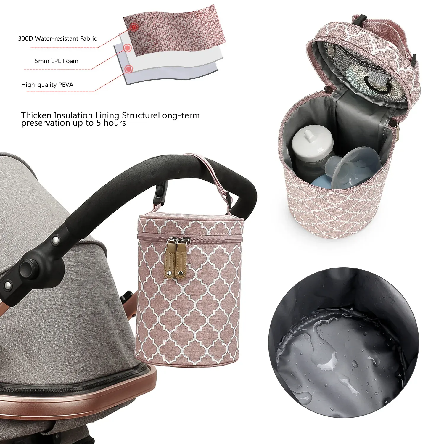 Portable Baby Bottle Warmer Bag Insulated Milk Heater Keeper Thermal Bag for Infant Feeding, Durable Nylon with Detachable Buckle for Stroller, Perfect for On-the-Go Parents in Ghana thumbnail 6